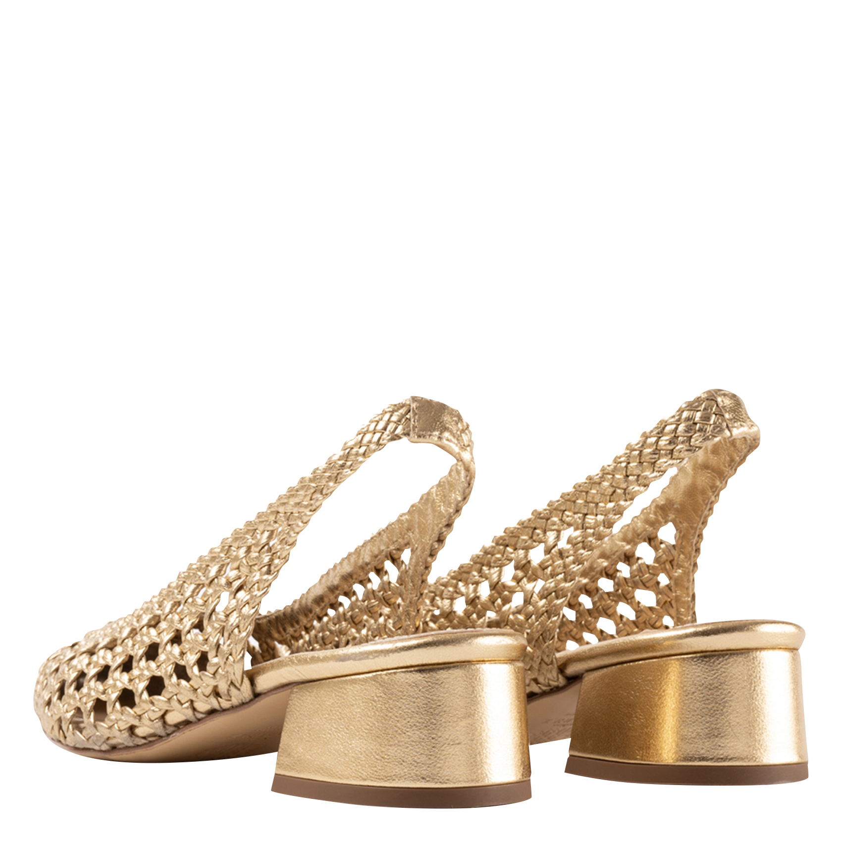 Sandales à talons en cuir tressé SOULIER MARTINEZ Doré
