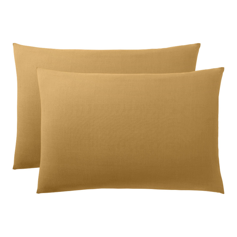 Cotton percale pillow case COTON PUR Yellow