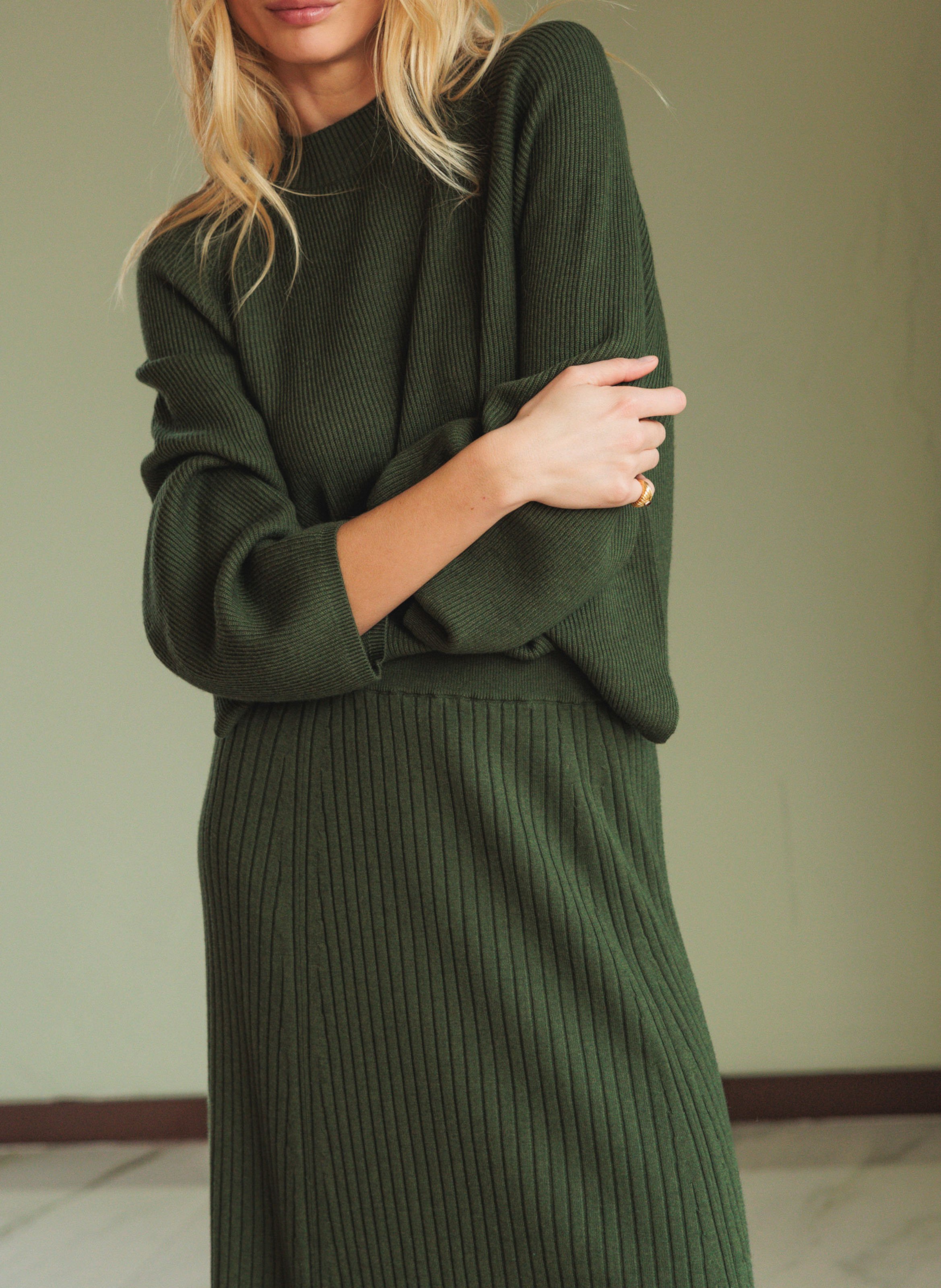 Long wool-blend skirt INDI & COLD Khaki