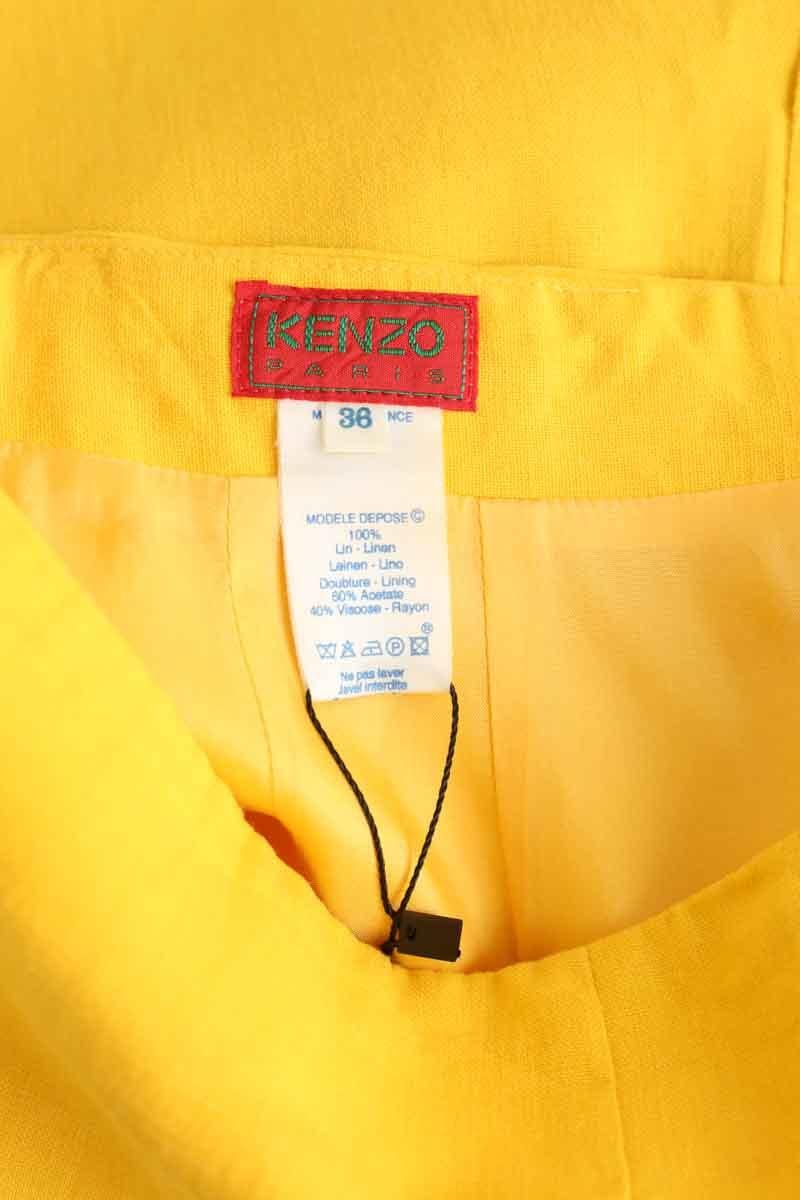 Linen mini-skirt KENZO - SECONDE MAIN Yellow