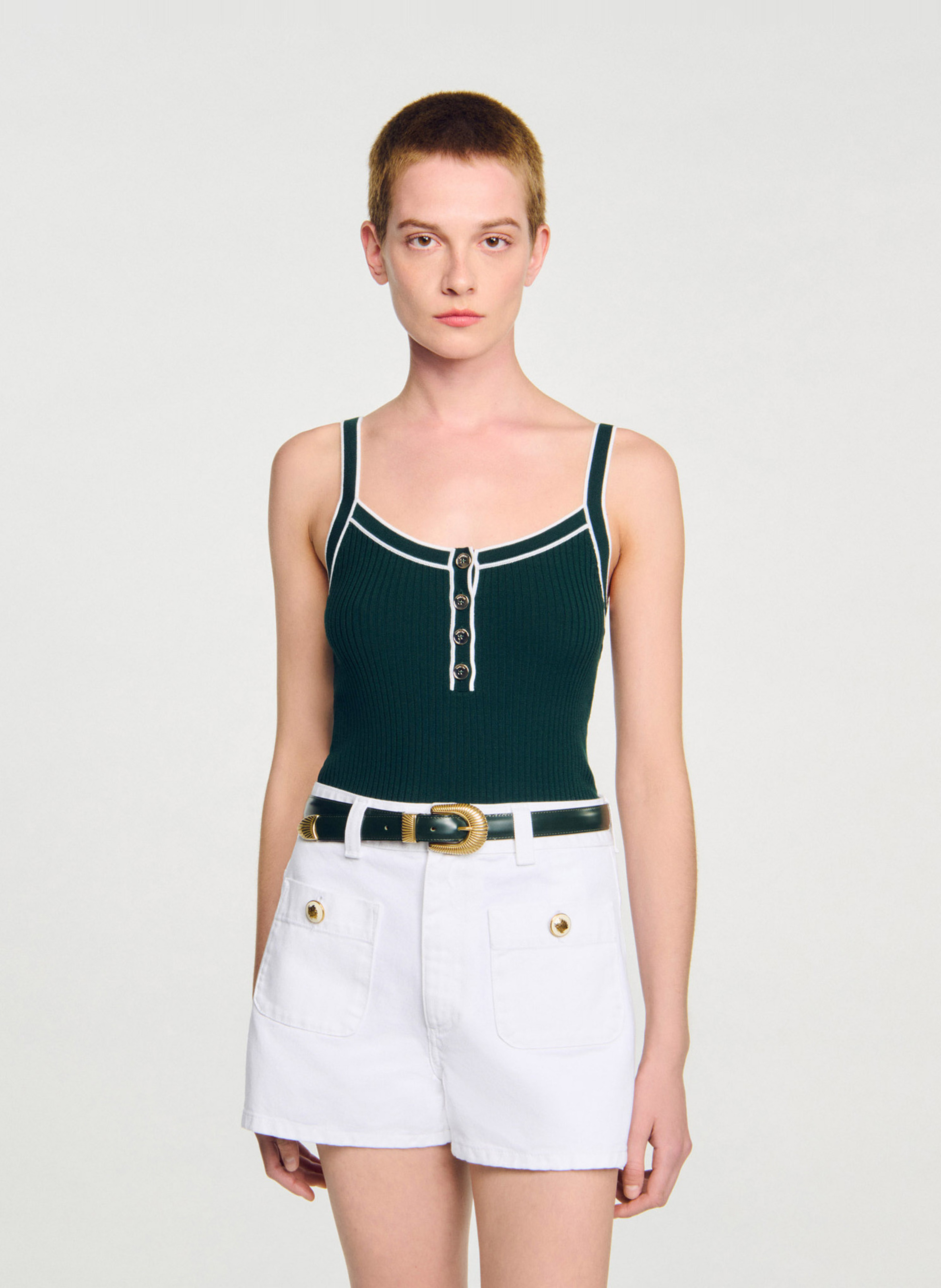 Débardeur ajusté en maille SANDRO Vert