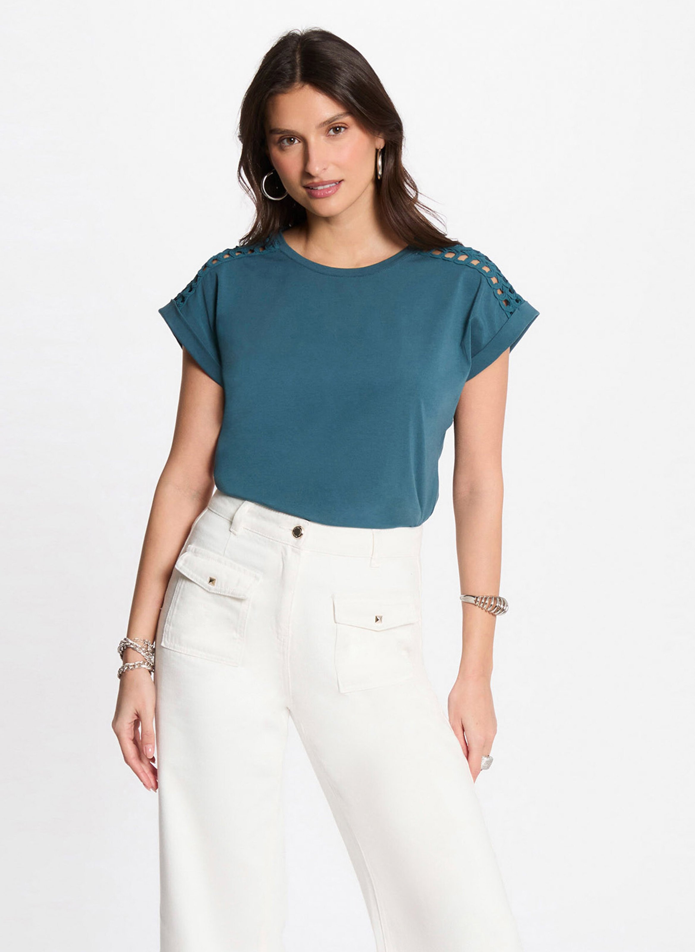 Gestreept T-shirt in marinelook met lange mouwen MORGAN Blauw