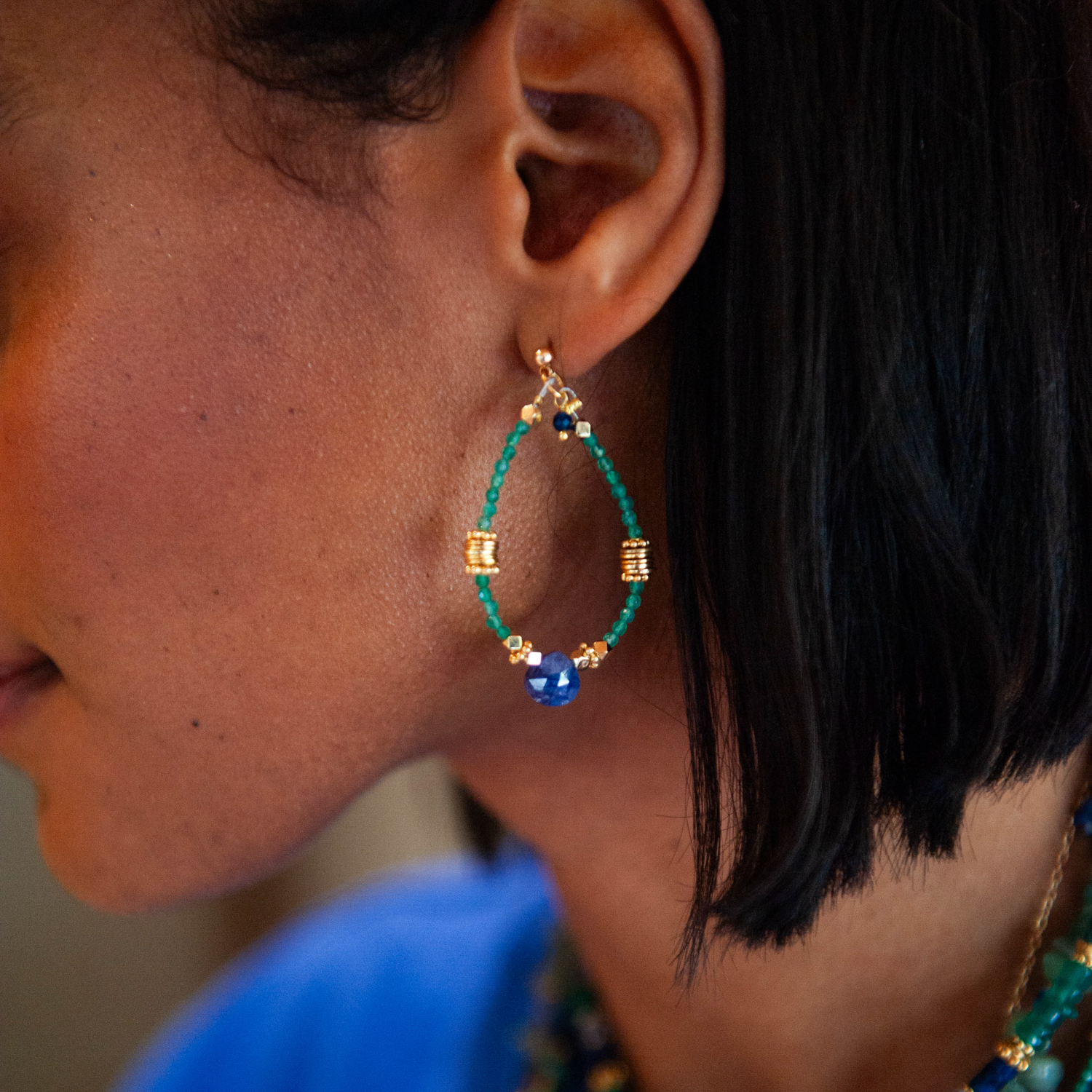 Pearl and drop earrings - Coralie L'ATELIER DES DAMES Golden