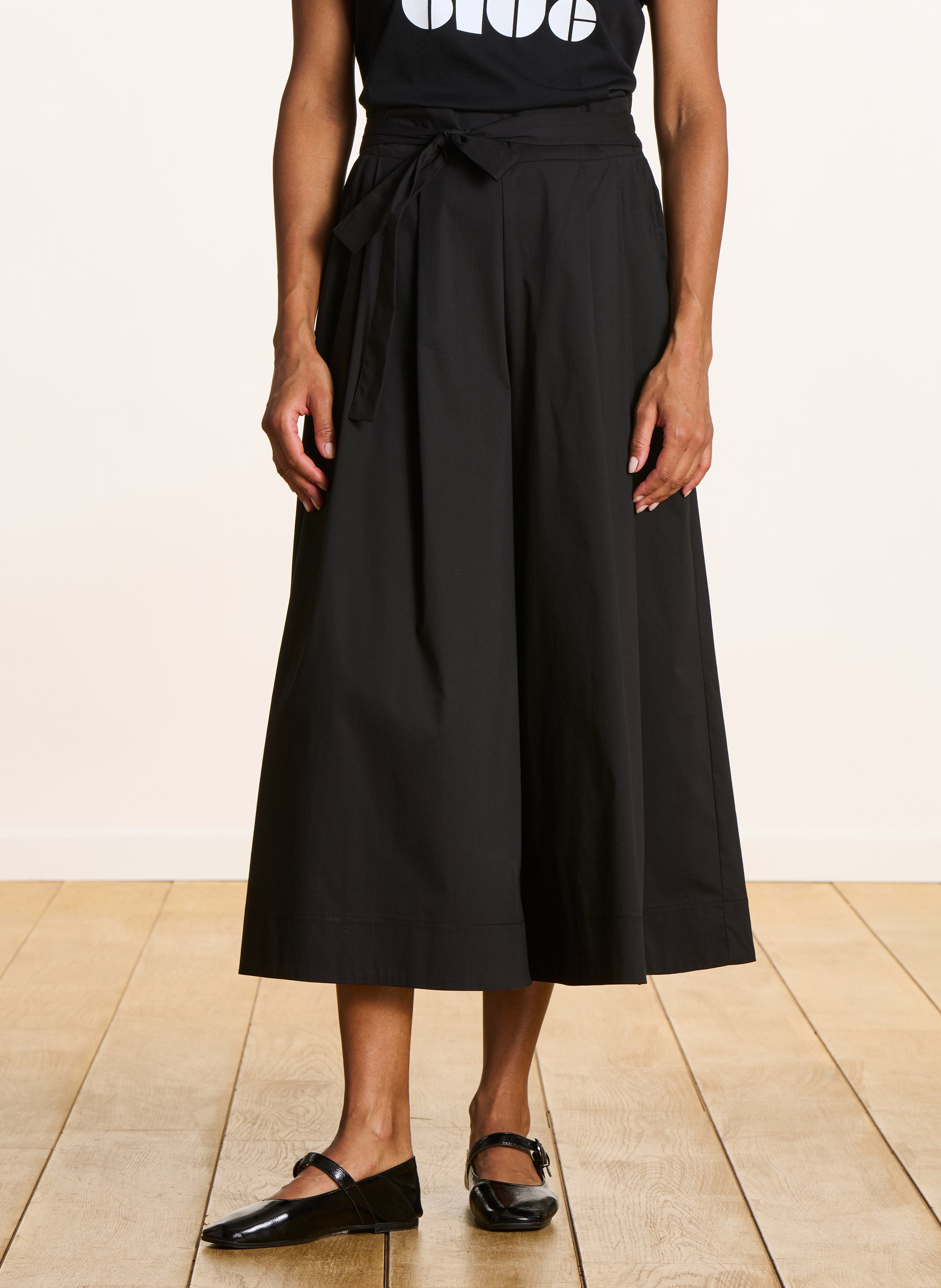 Wide-leg cotton blend pants LA FEE MARABOUTEE Black