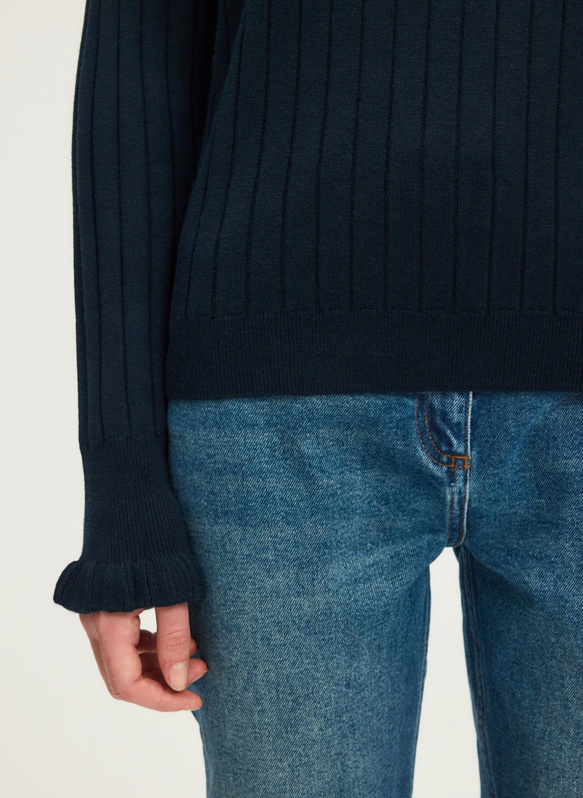 Pull droit col rond en laine mélangée PABLO Bleu