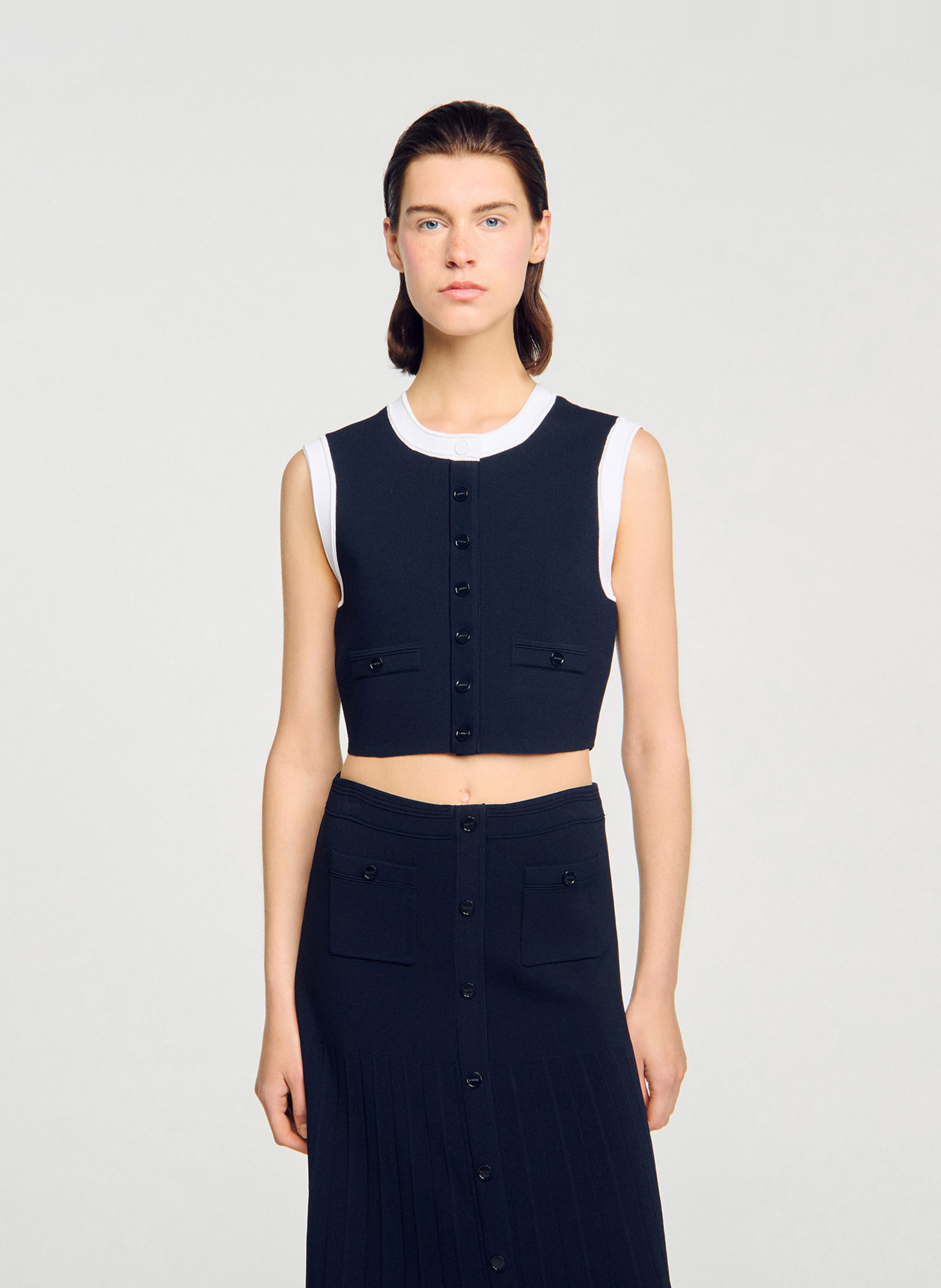 Croptop met knoopjes SANDRO Blauw