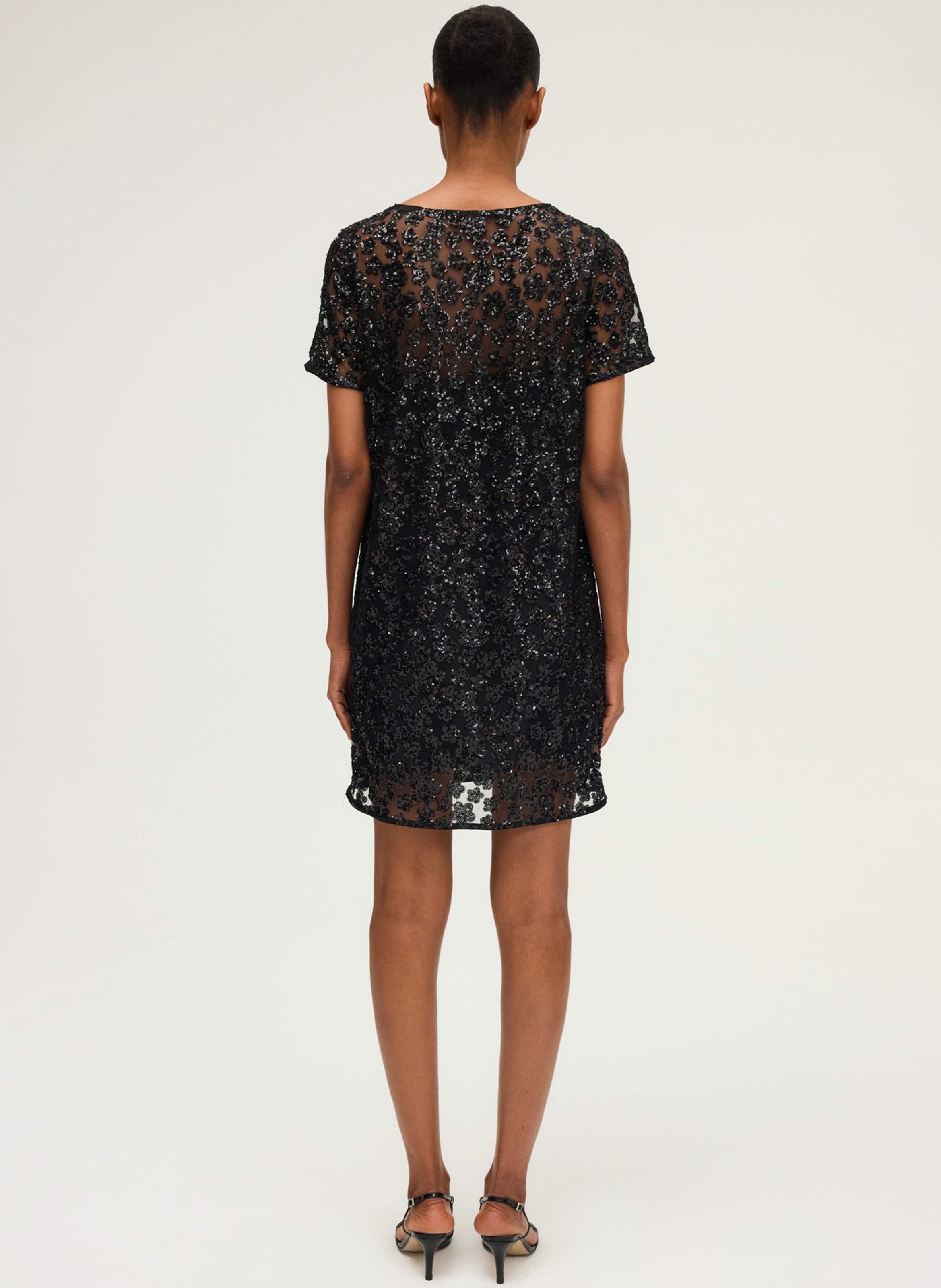 Robe courte à sequins col v PABLO Noir