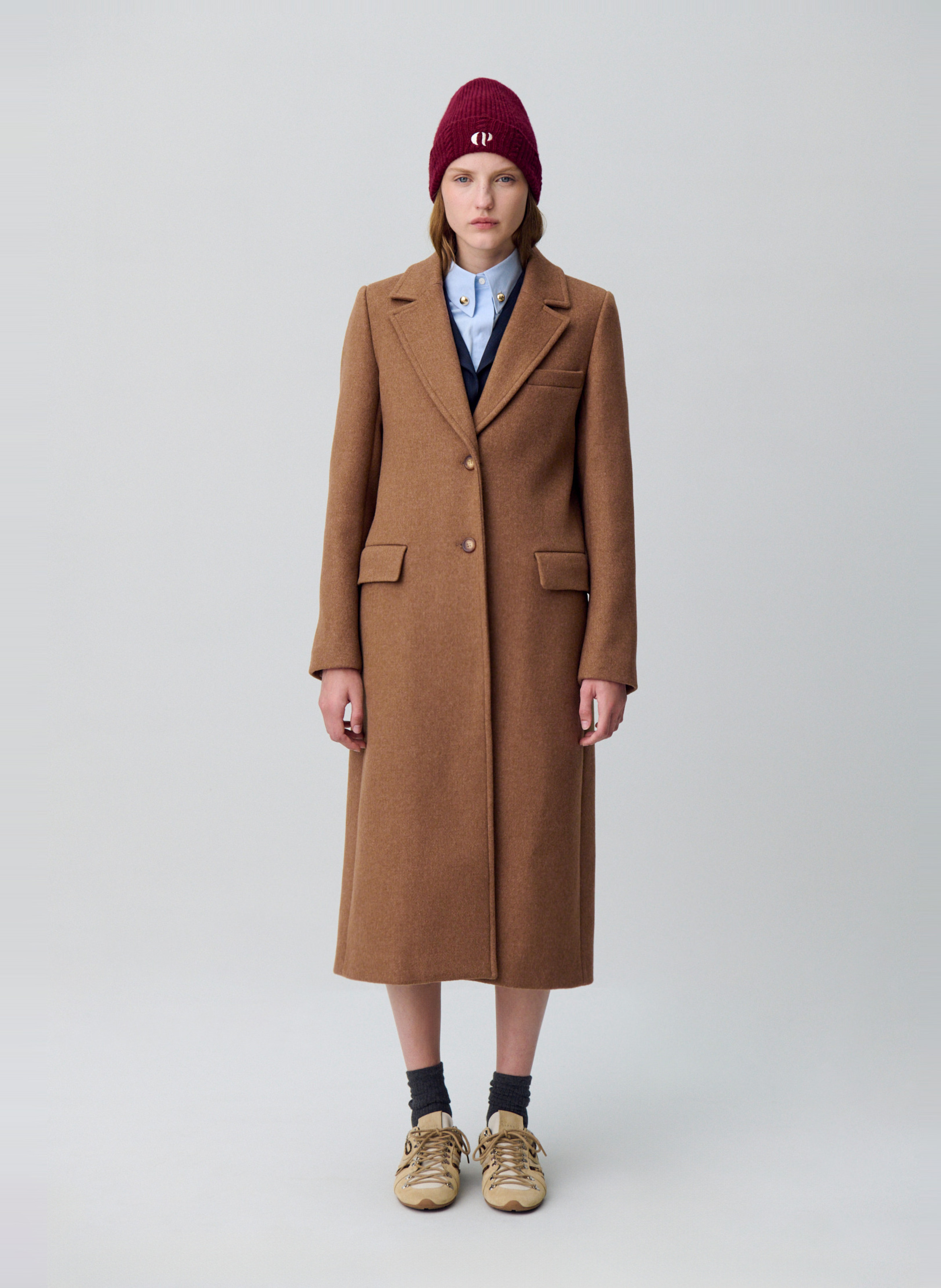 Mittellanger Oversize-Mantel in Uni CLAUDIE PIERLOT Beige