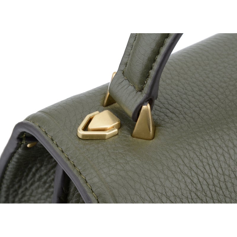 Handbag - grained calf leather POURCHET Khaki