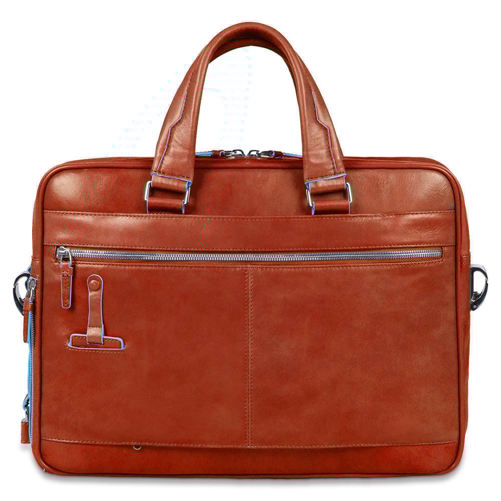 Grained faux leather laptop bag PIQUADRO Brown