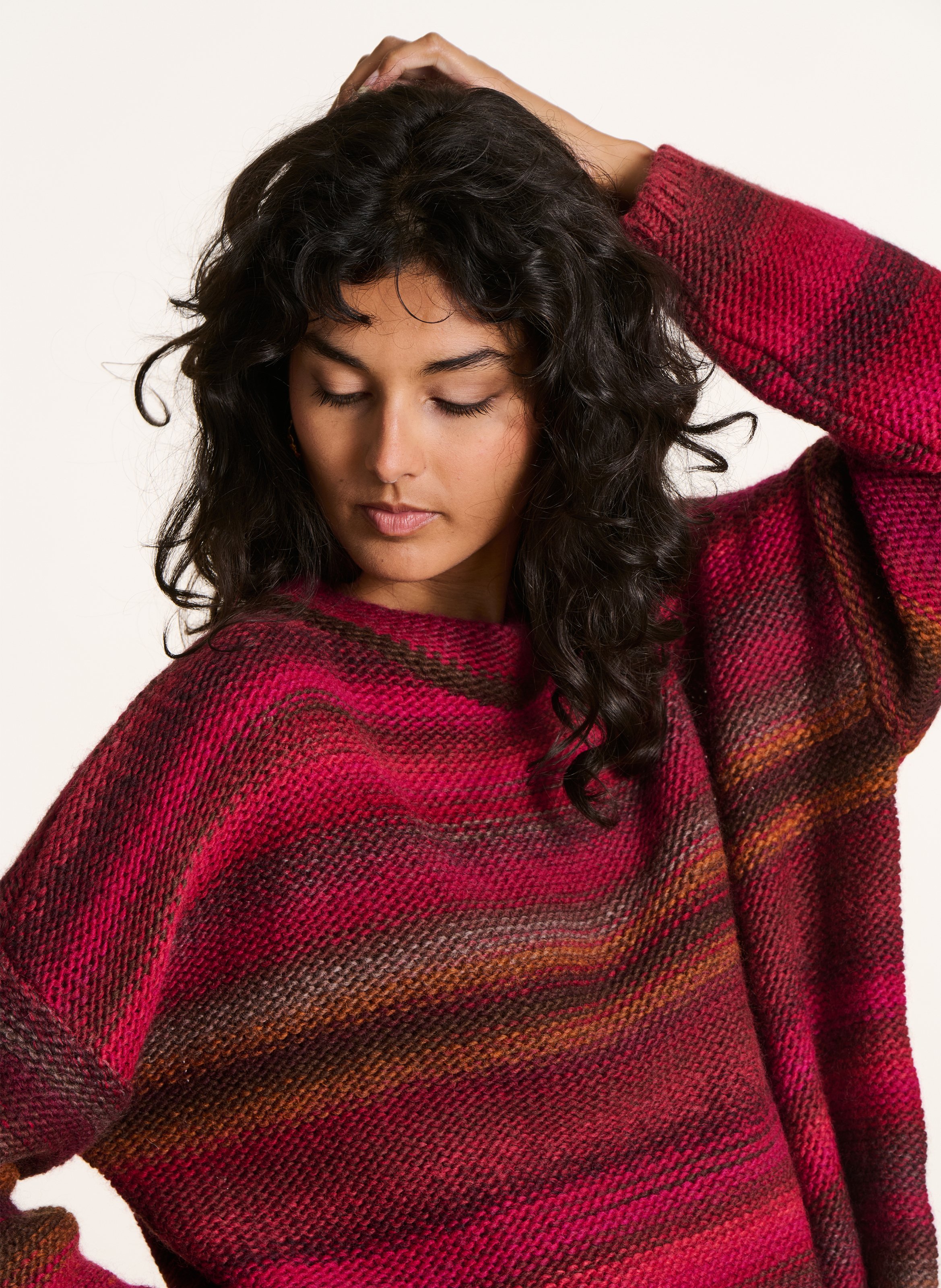 Pull col rond oversize en laine mélangée LA FEE MARABOUTEE Rouge