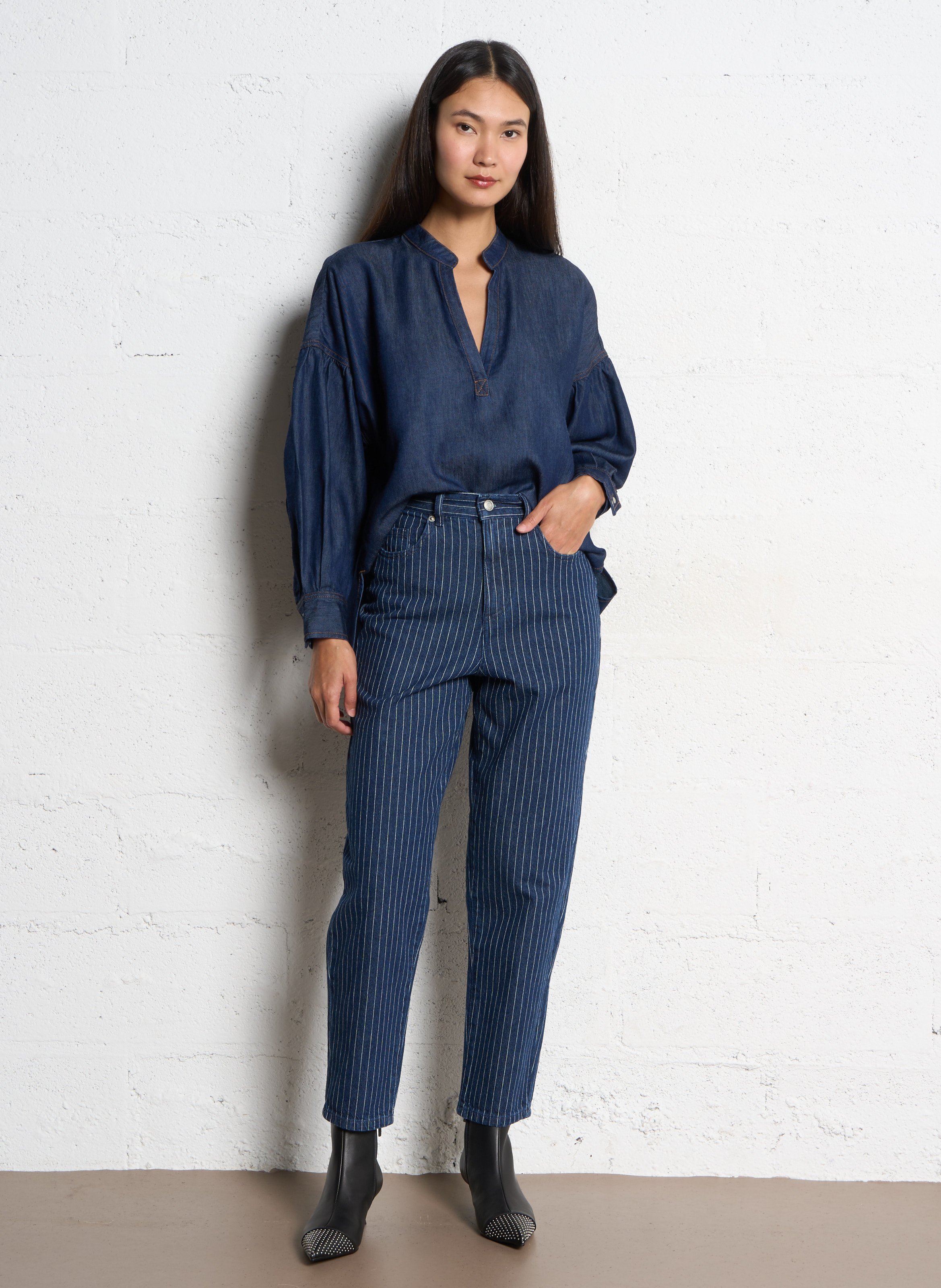 Rechte, gestreepte jeans IKKS Wit