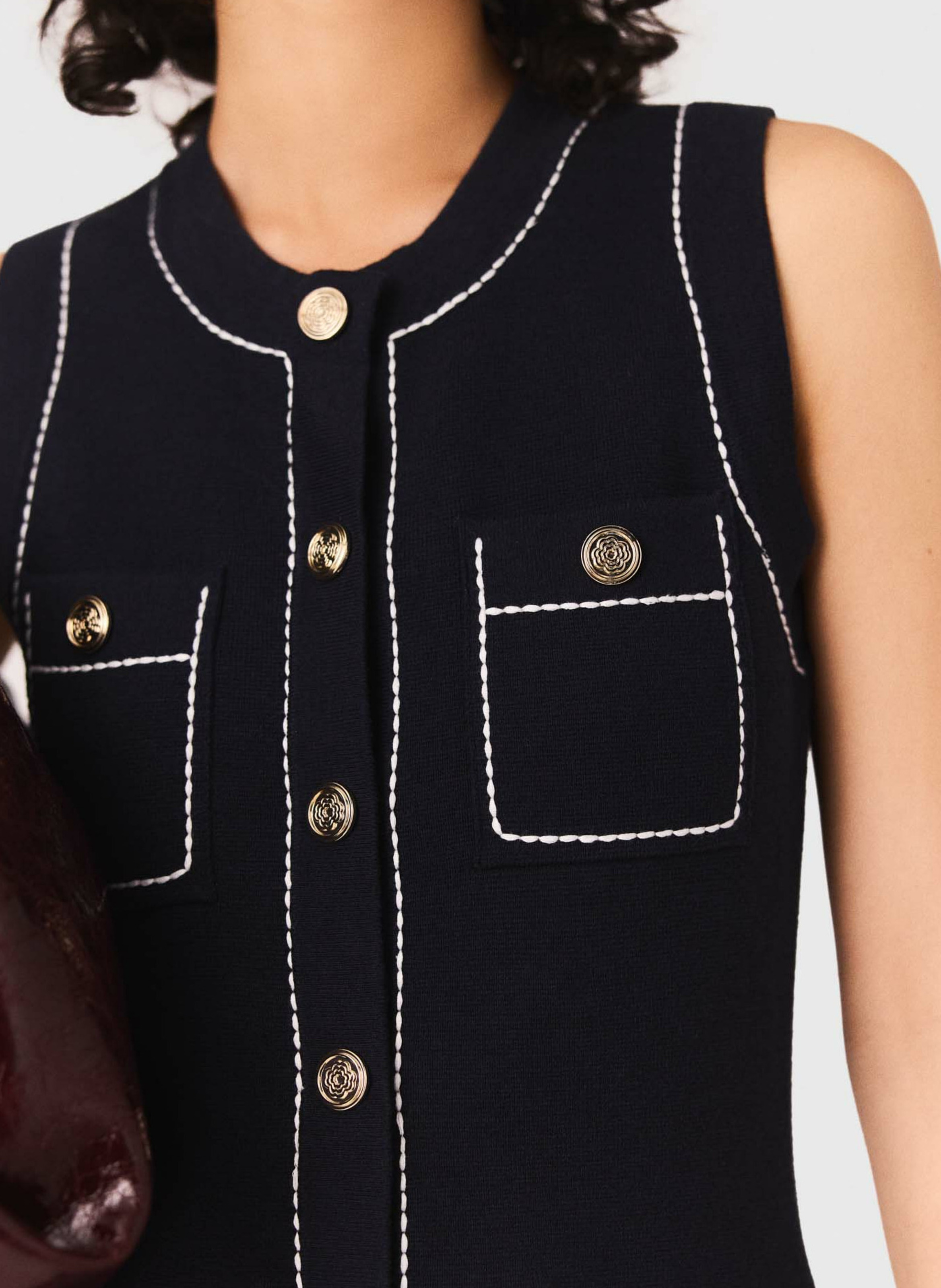 Robe courte en maille MAJE Bleu