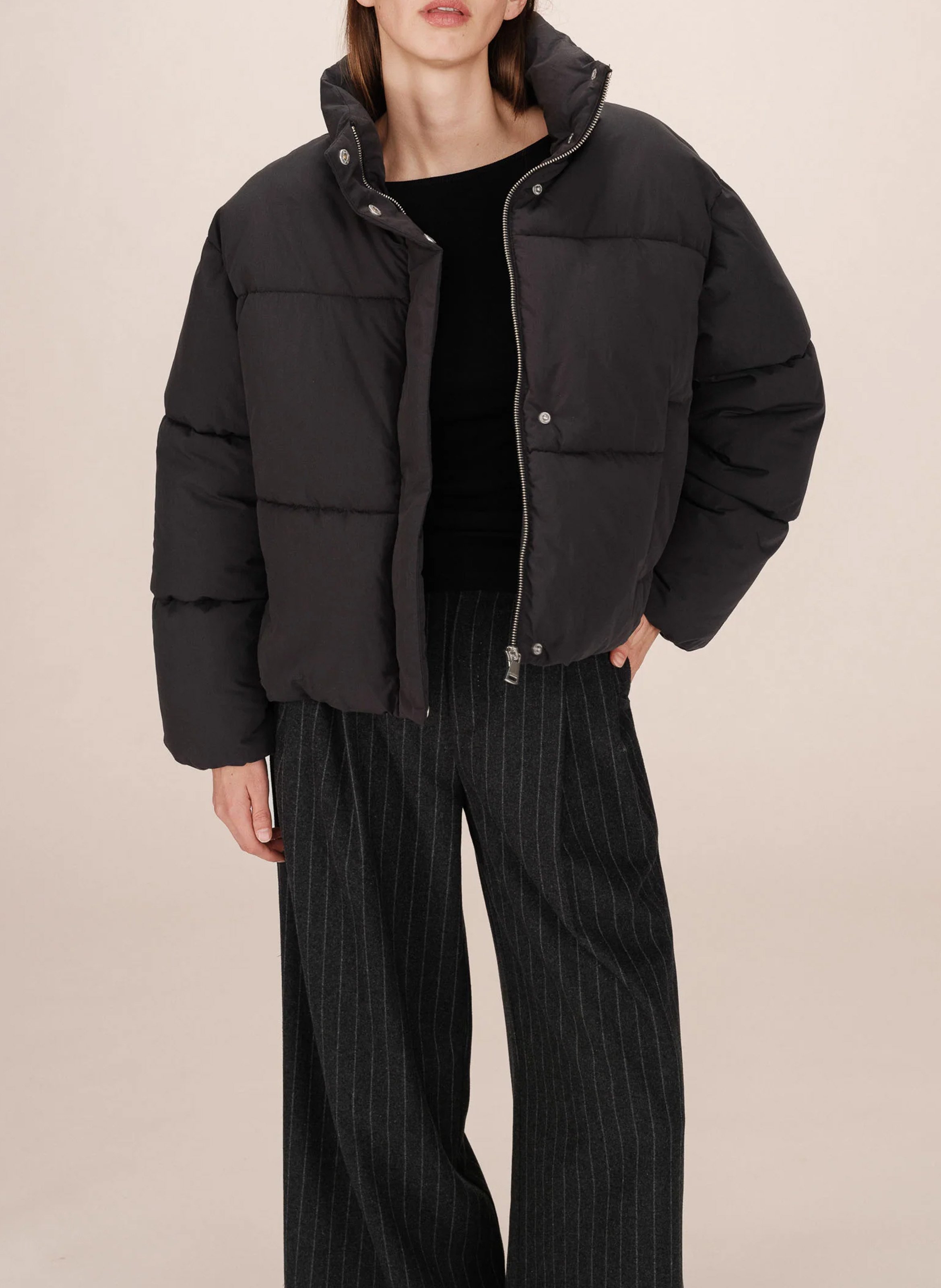 High-neck cotton-blend down jacket GRACE ET MILA Black