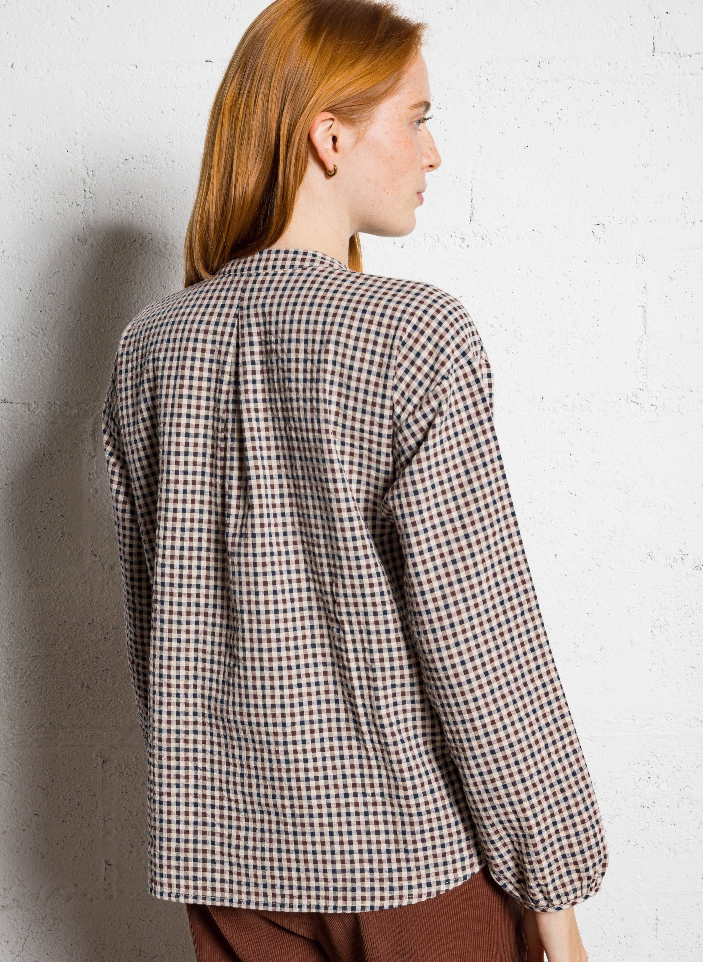 Chemise col rond en coton I CODE Brown