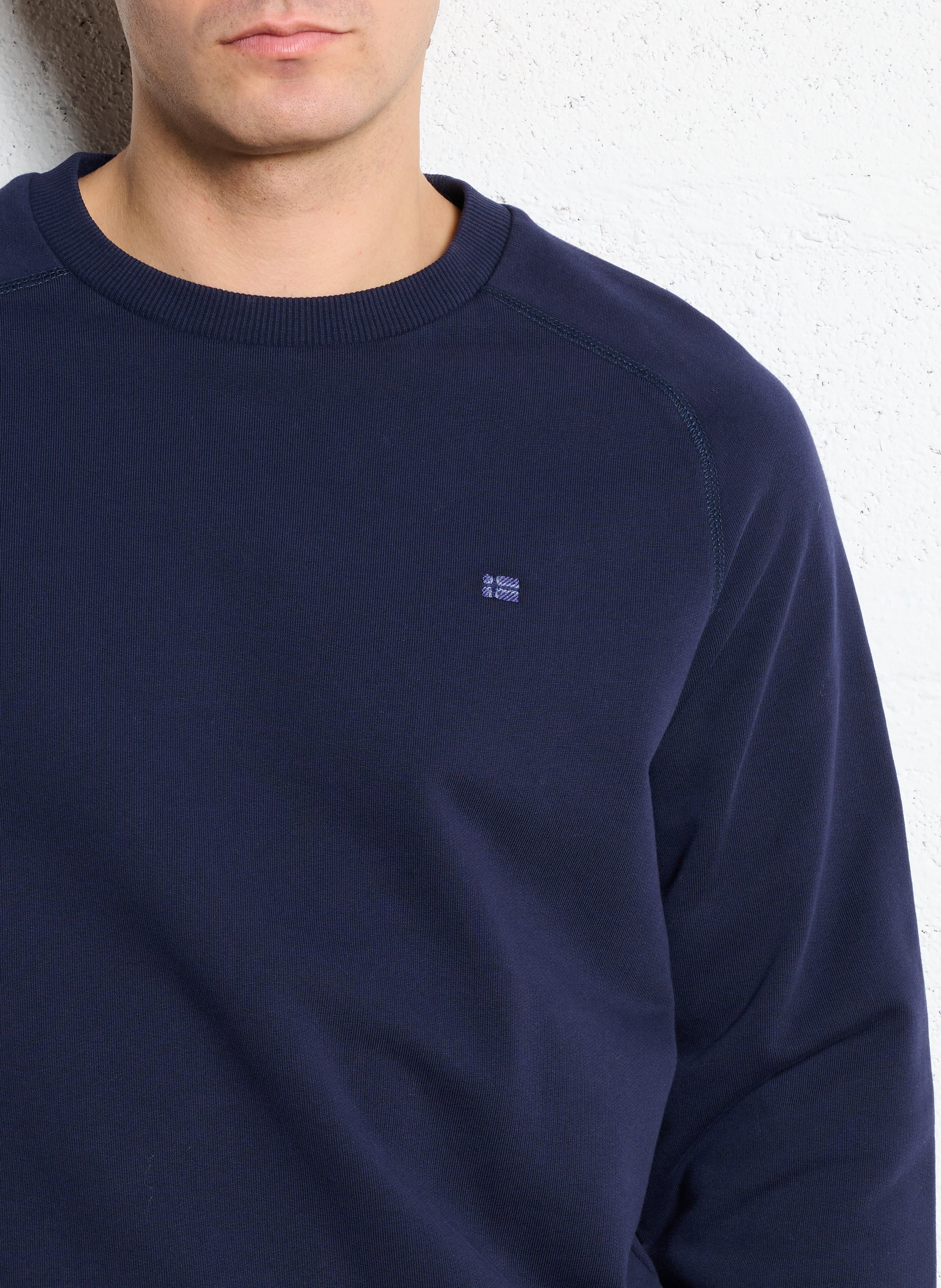 Sweat droit col rond en coton NAPAPIJRI Bleu