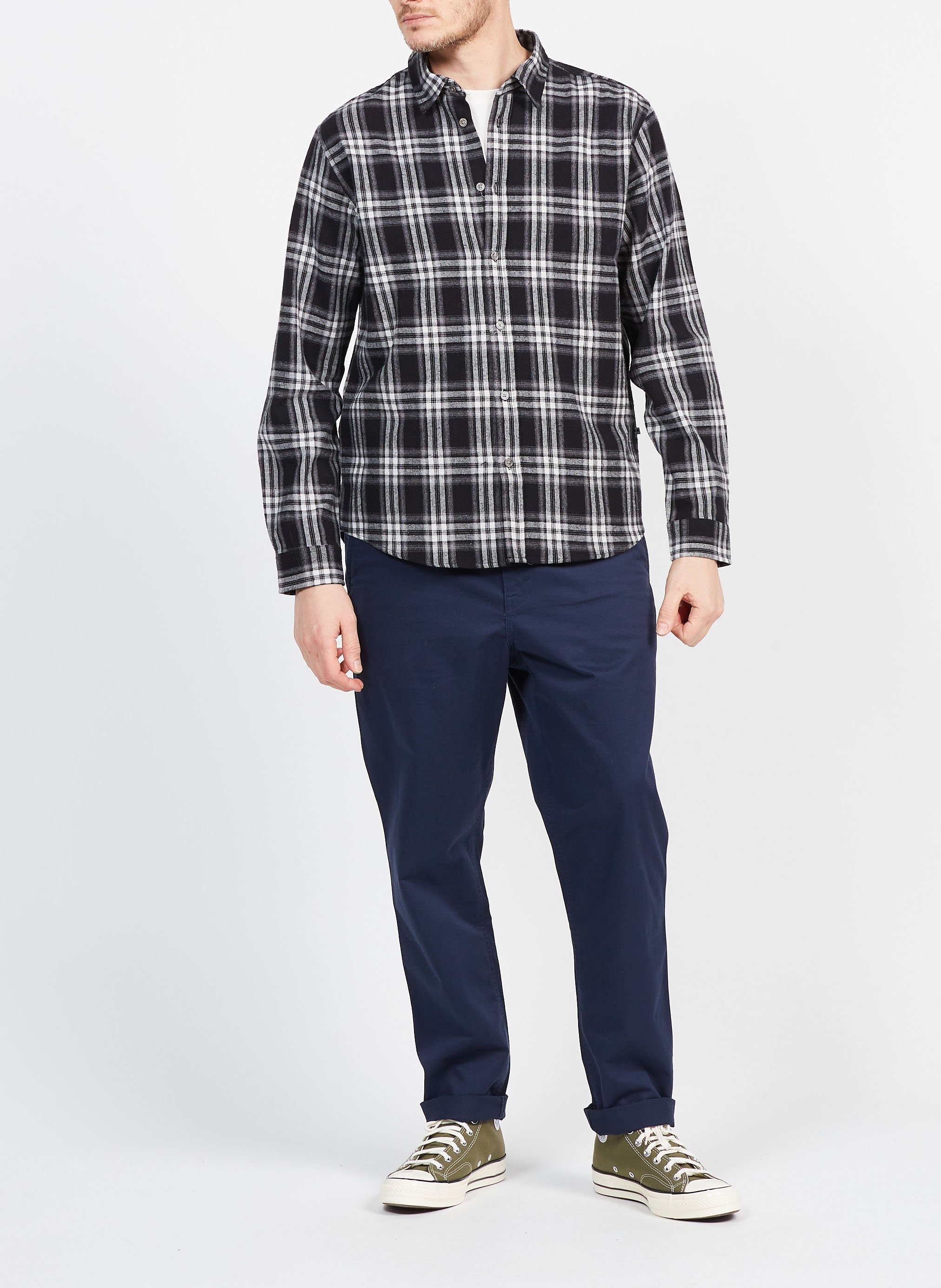 Regular-fit checked cotton shirt with classic collar MINIMUM Black