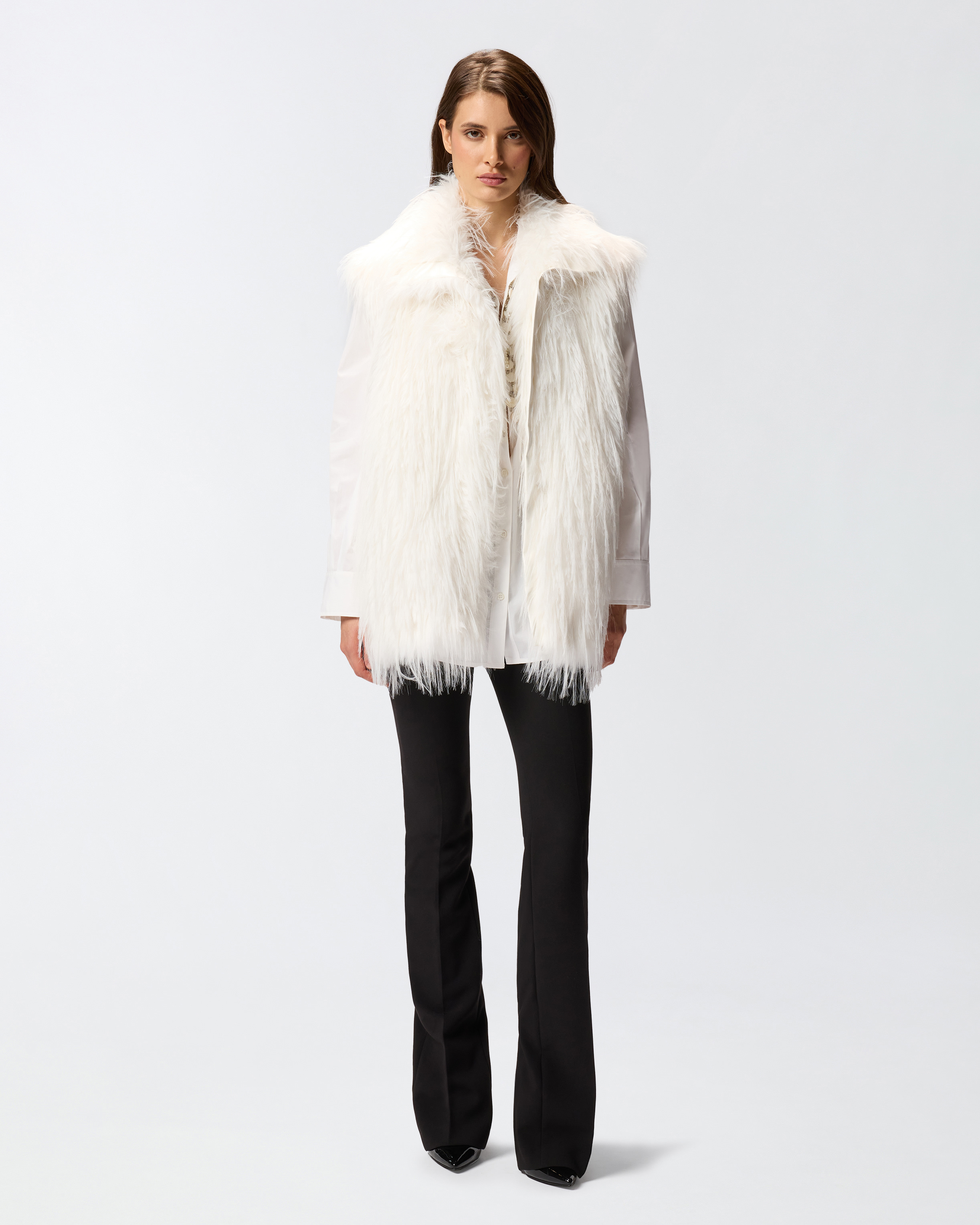 Faux fur cardigan PINKO White