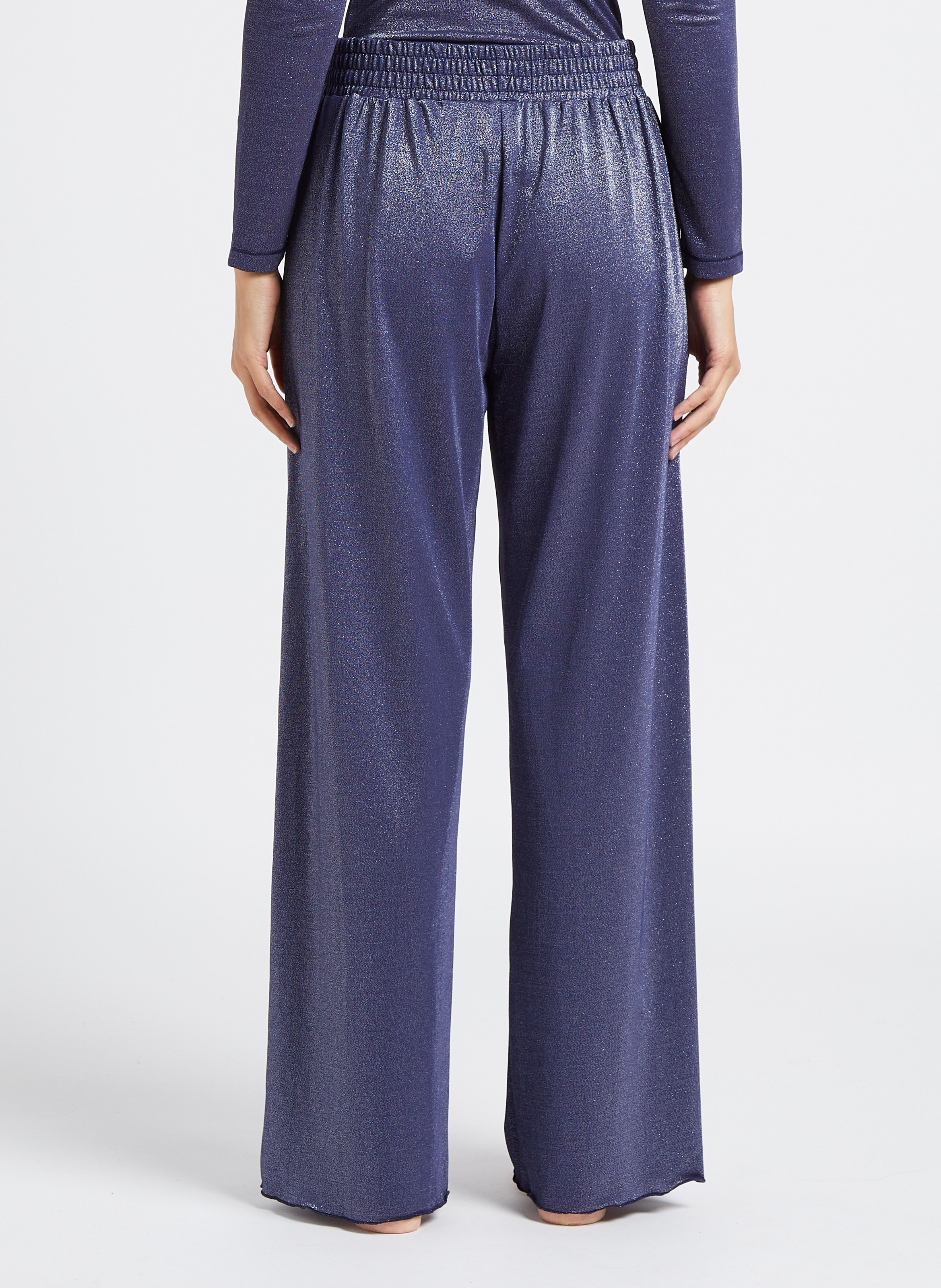 Broek van ribstof met hoge taille LA NOUVELLE Blauw