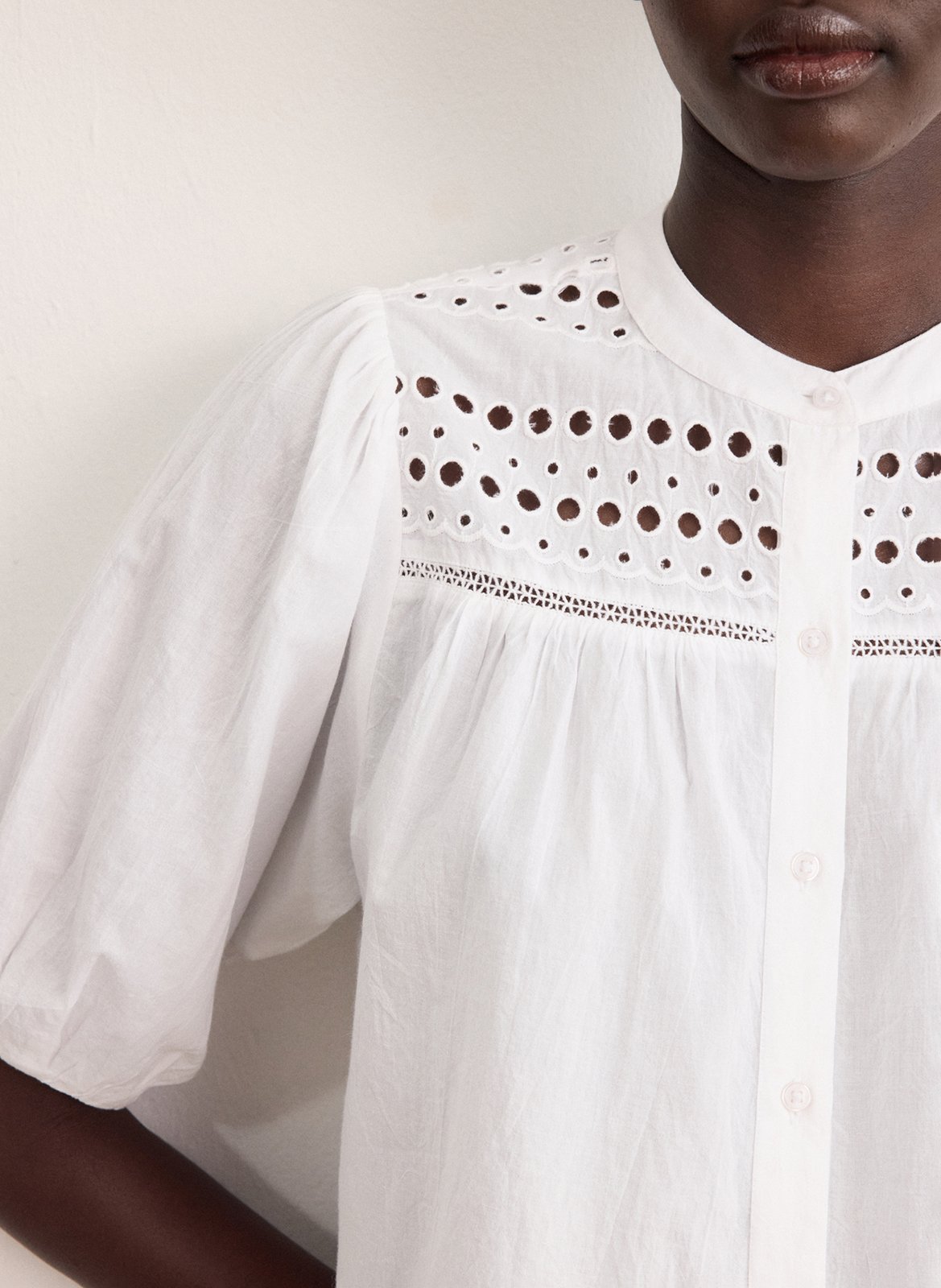 Chemise ample en coton mélangé PABLO Blanc