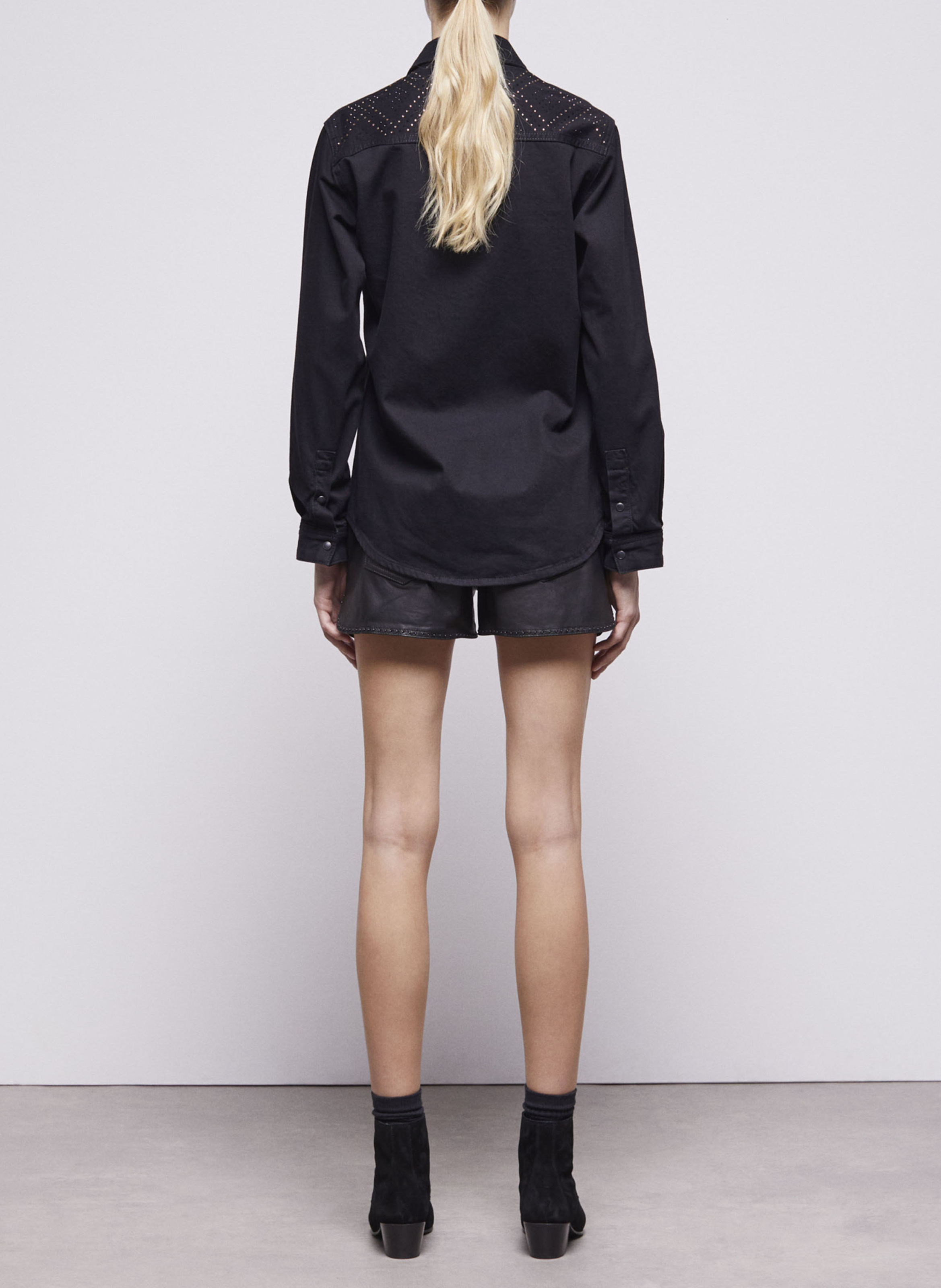 Chemise à strass en coton THE KOOPLES Bleu