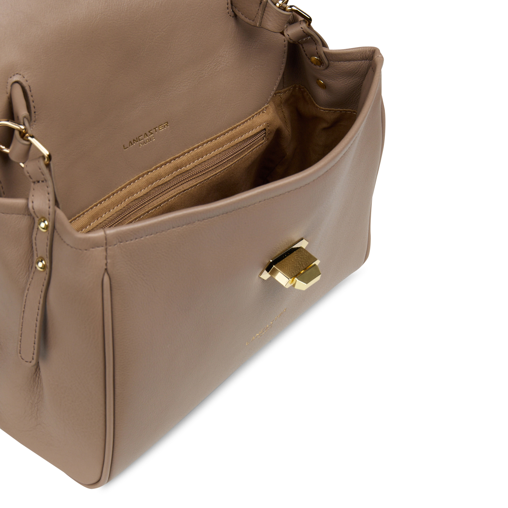 Bowlingtas van nerfleer met rits LANCASTER PARIS Beige