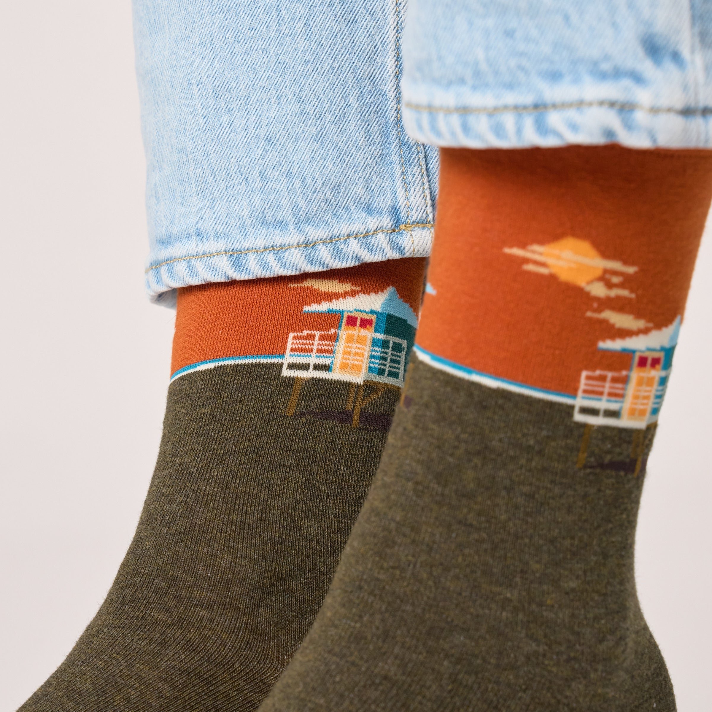 Combed Cotton Socks with Patterns BILLYBELT Khaki