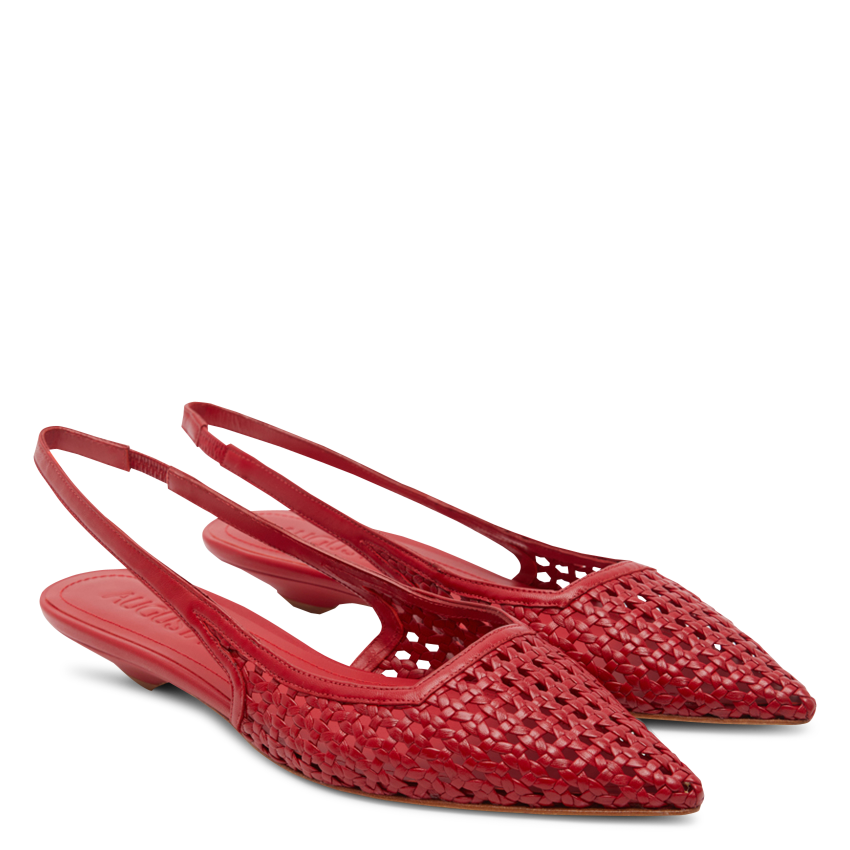 Slingback en cuir tressé  AUGUSTA Rouge