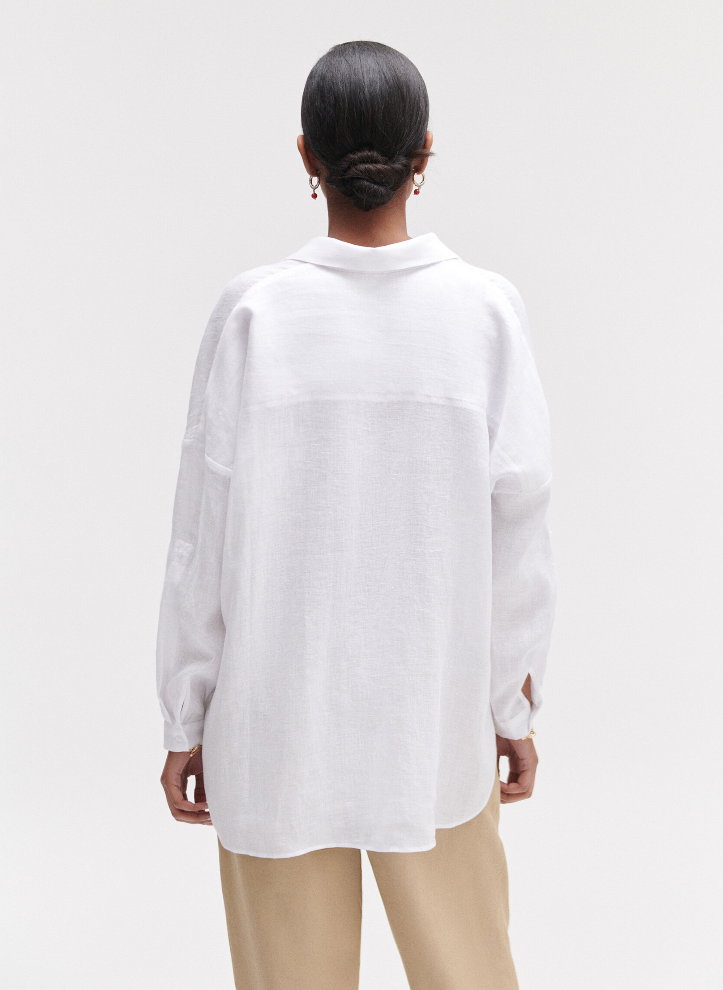 Chemise col classique en lin CAROLL Blanc