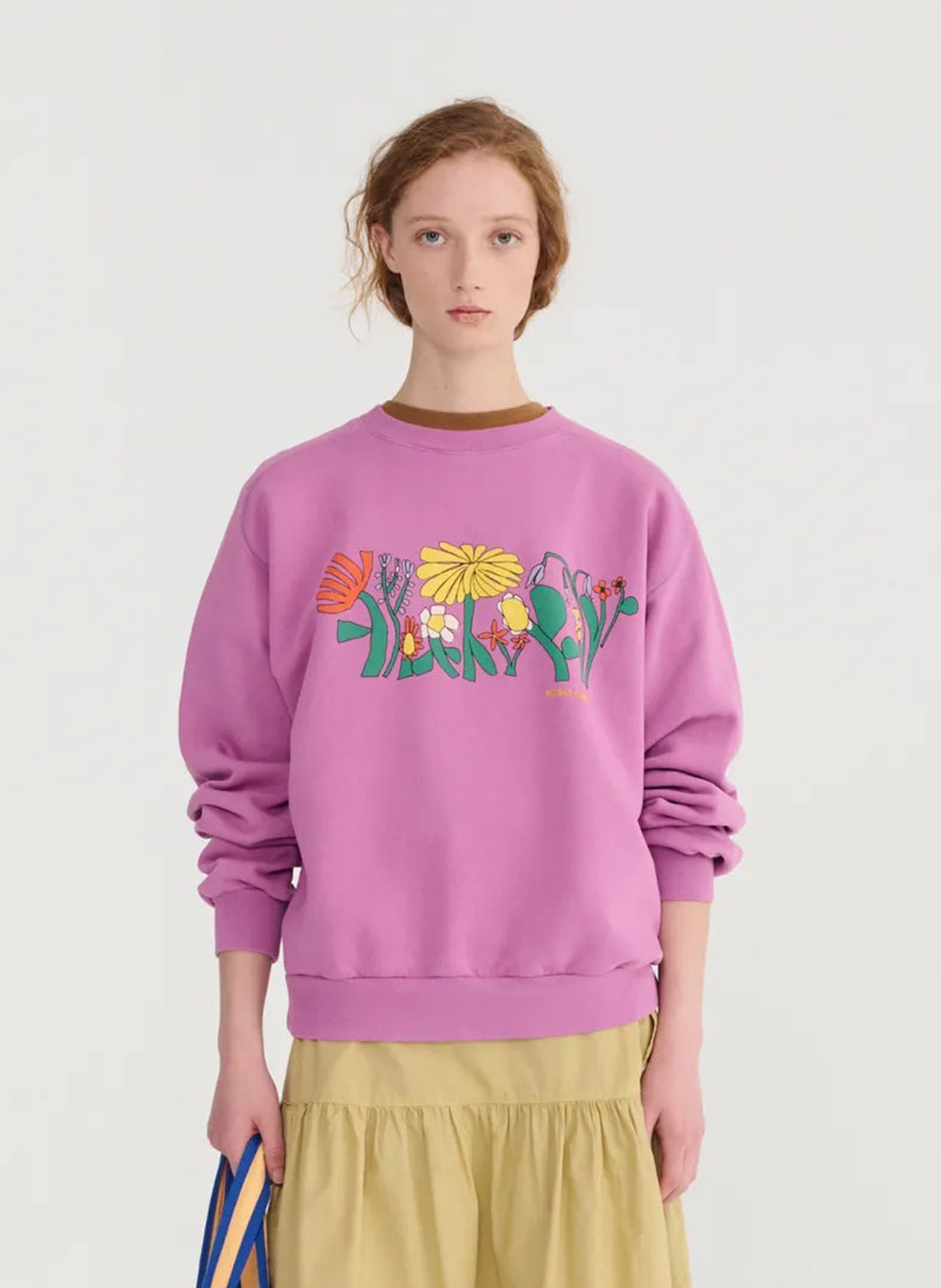 Oversized round neck sweatshirt in organic cotton BOBO CHOSES Purple