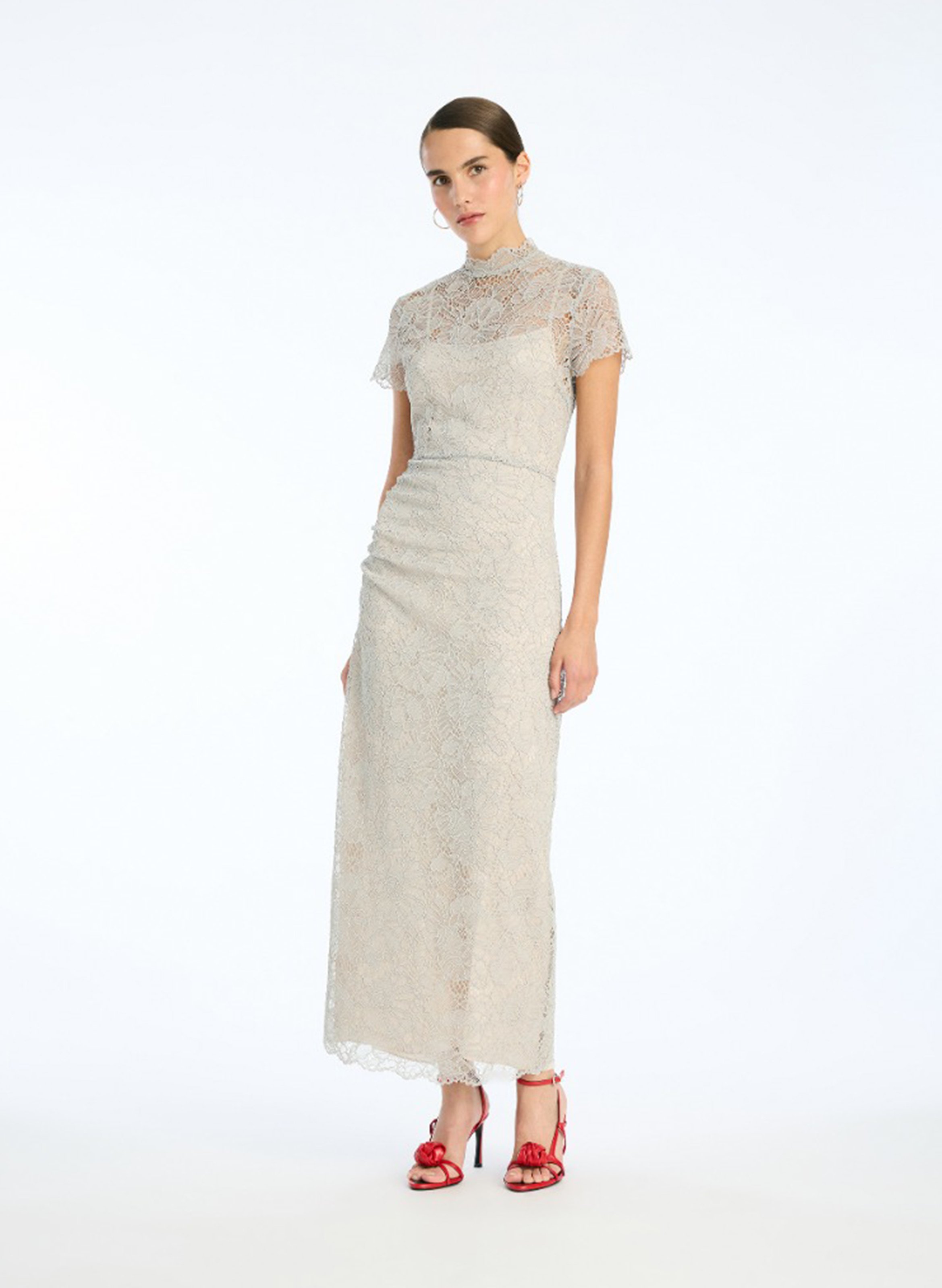 Lace midi dress ROTATE Grey