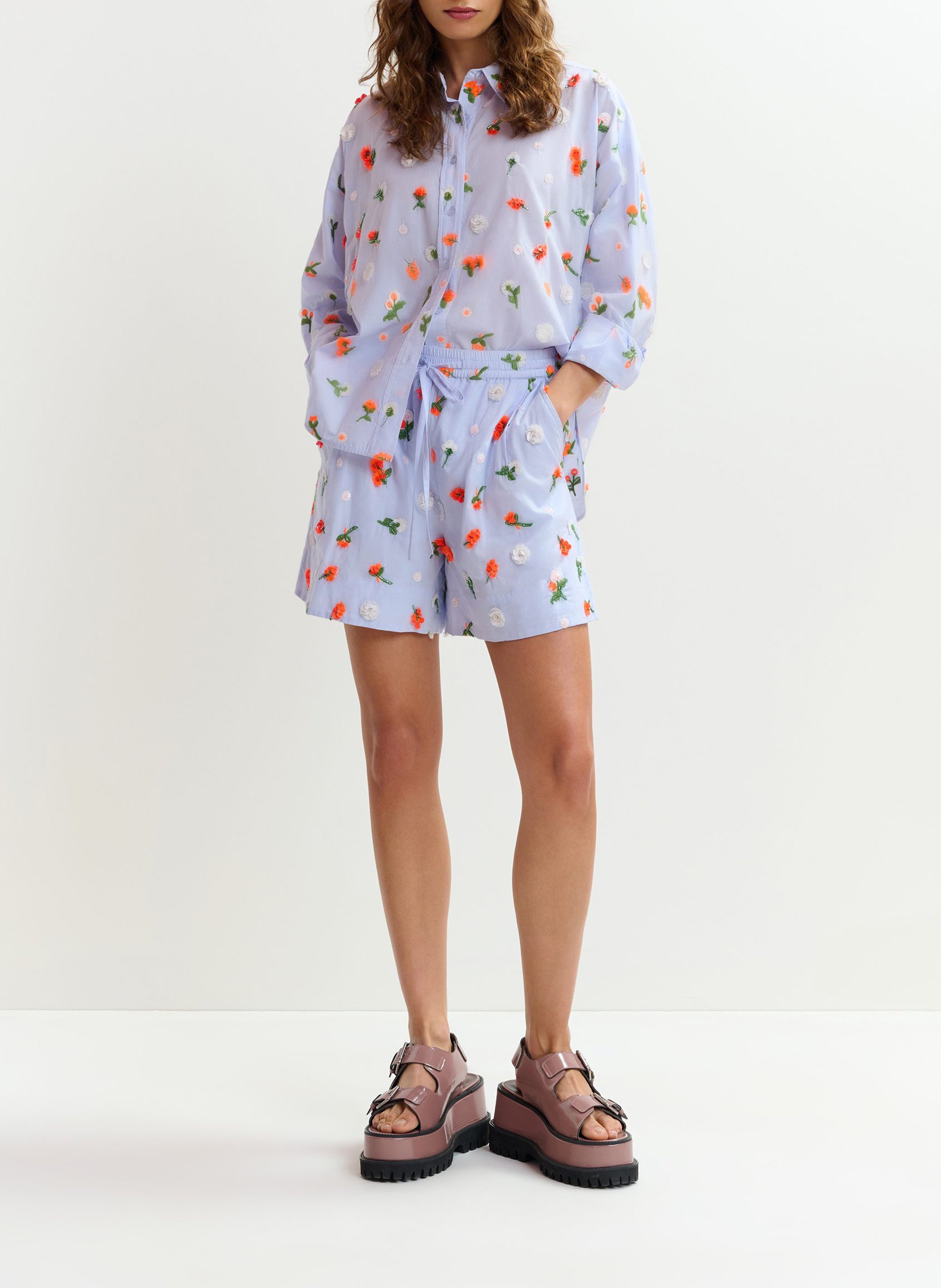 Recht, katoenen short ESSENTIEL ANTWERP Blauw