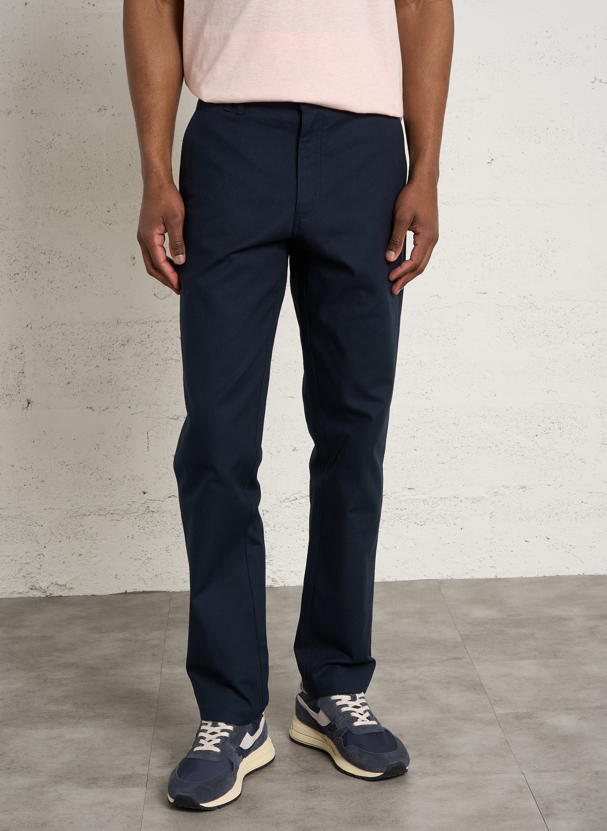 Pantalon droit en coton FARAH Bleu