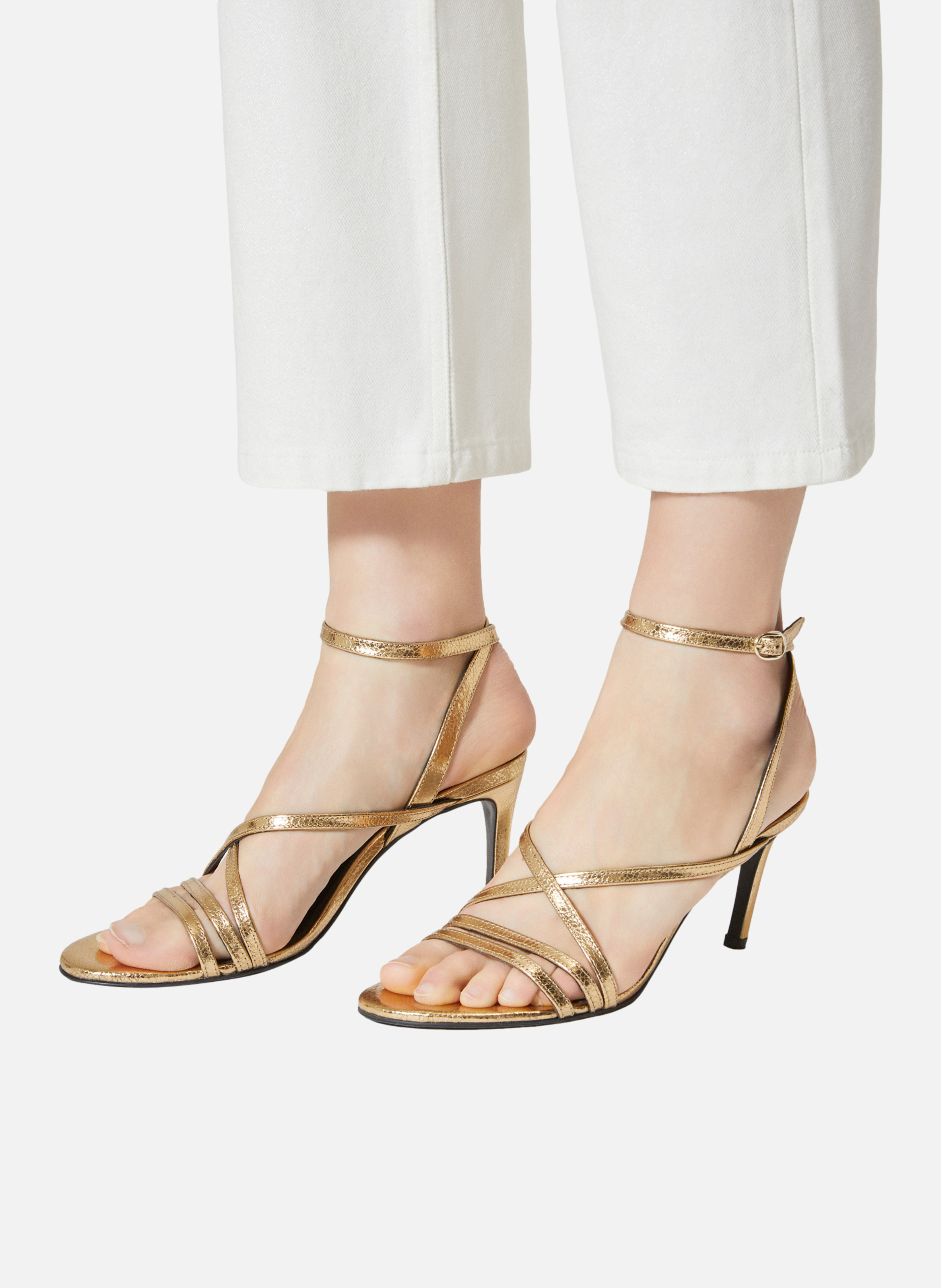 Sandales à talons en cuir THE KOOPLES Jaune