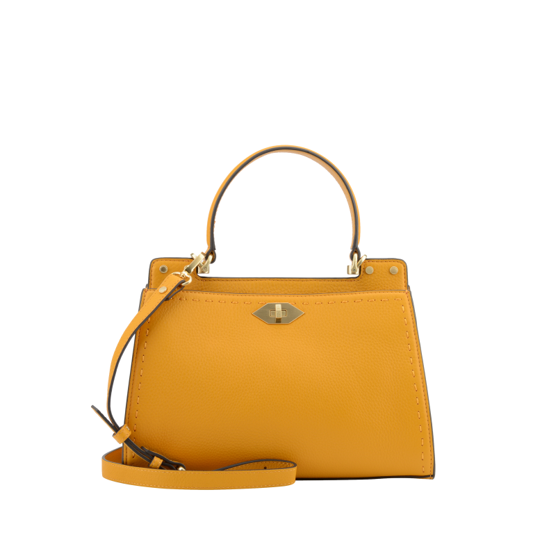 Handbag in calfskin POURCHET Orange