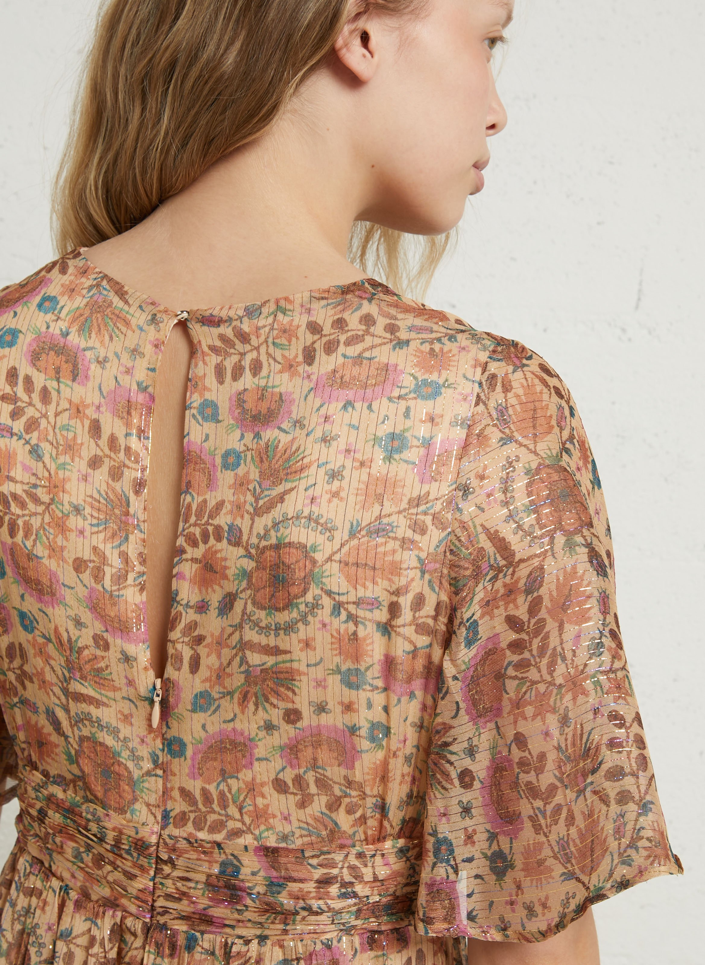 Lange jurk met print MAISON 123 Beige