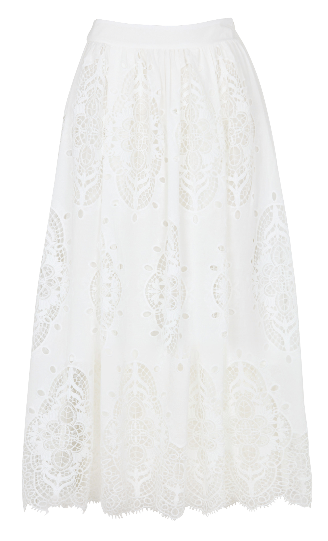 Flared cotton midi skirt BERENICE White