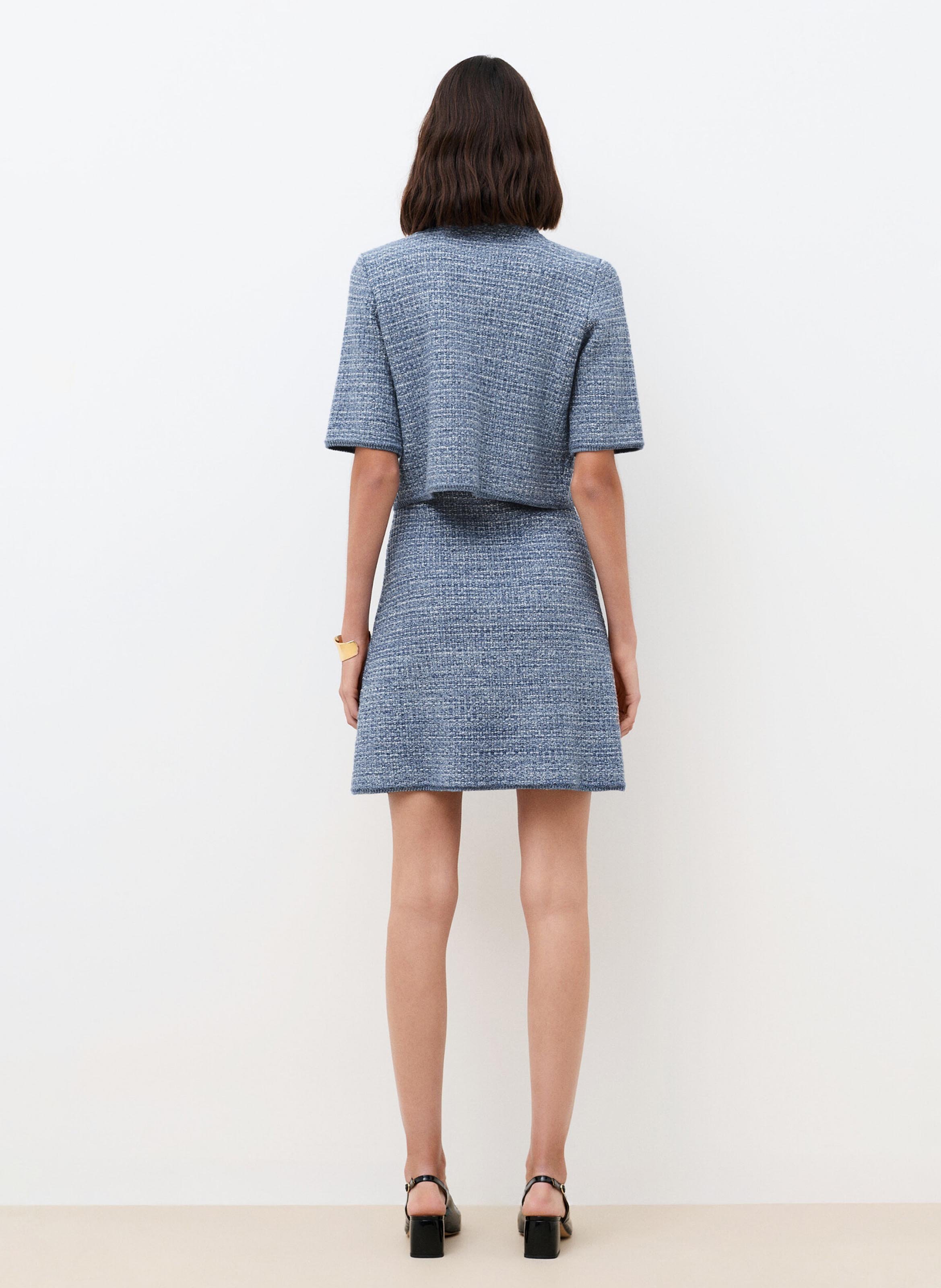 Short tweed sleeveless jacket CAROLL Blue