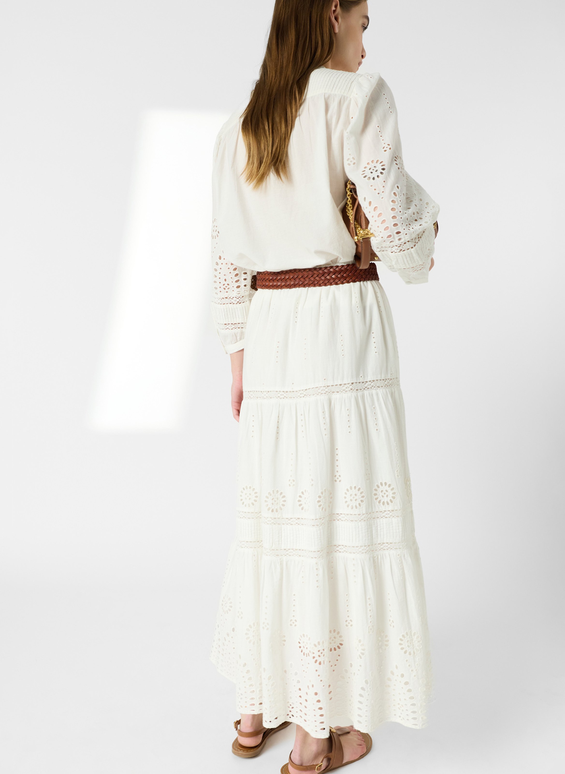 Jupe longue en coton brodé GERARD DAREL Beige