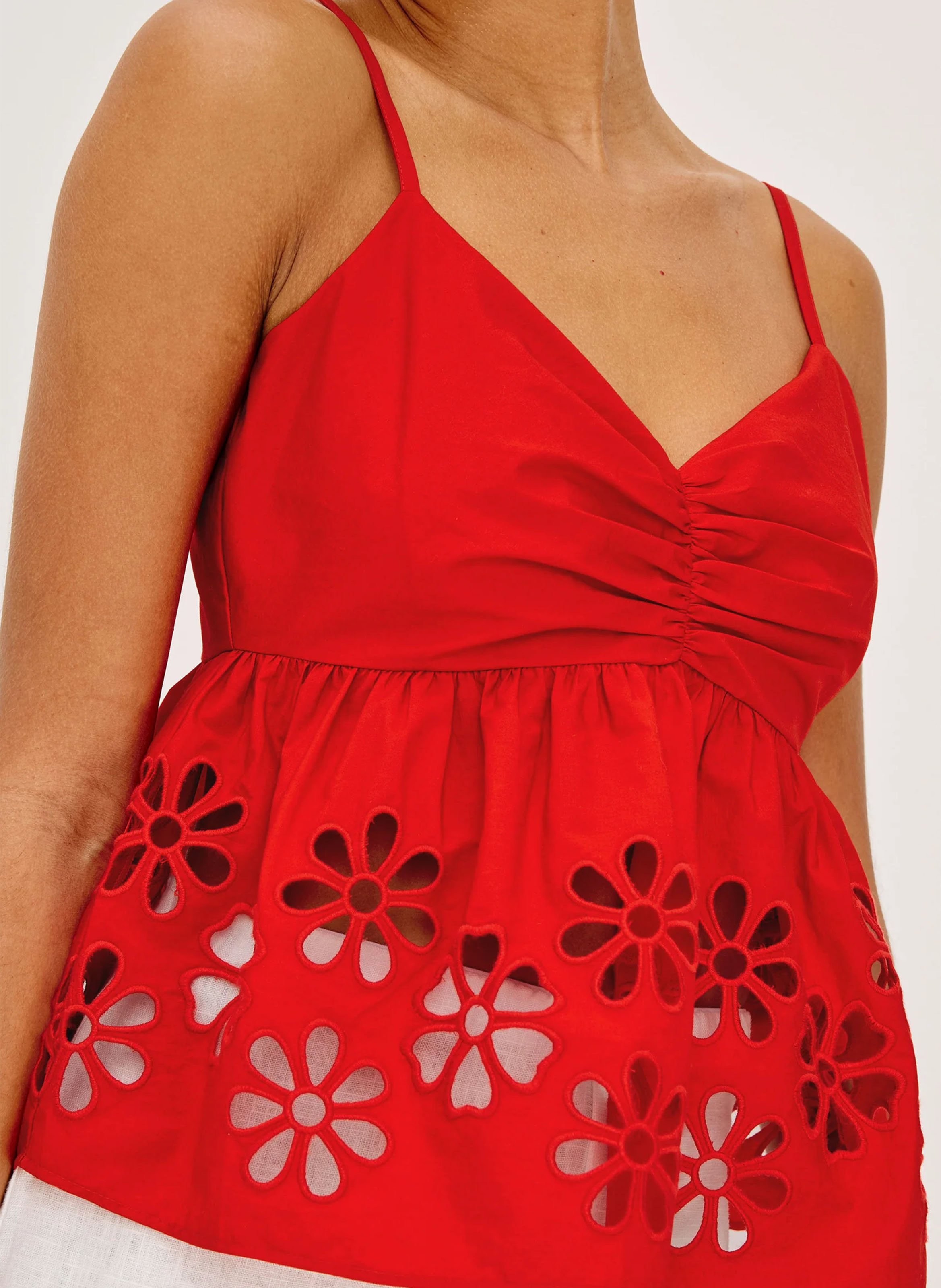 Effen singlet met V-hals RAILS Rood