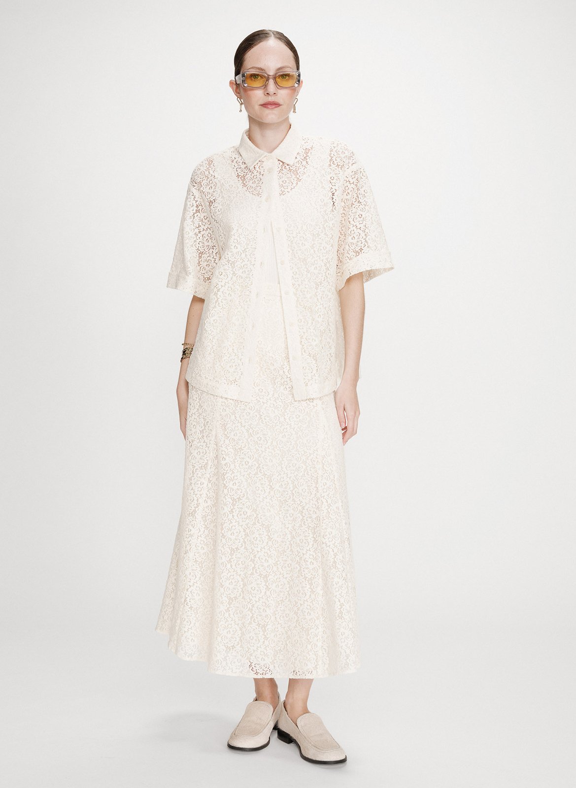 Classic-collar lace shirt GRACE ET MILA White