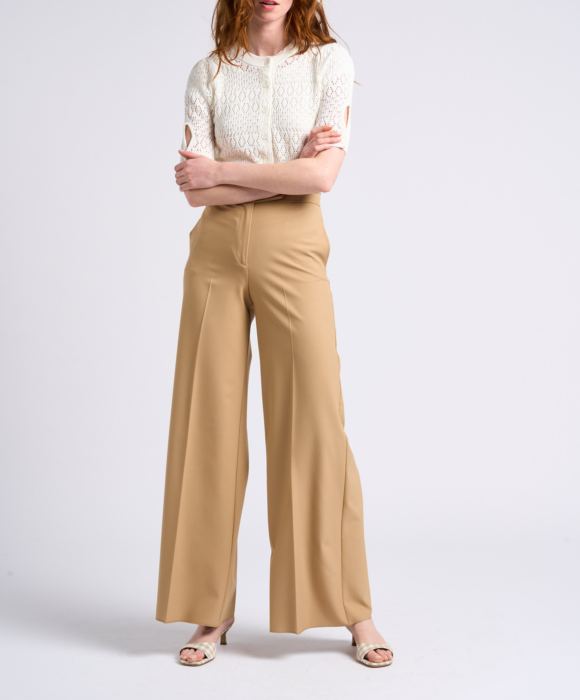 Kurzärmeliger Baumwollpullover mit Lochmuster MAX&Co. Weiss