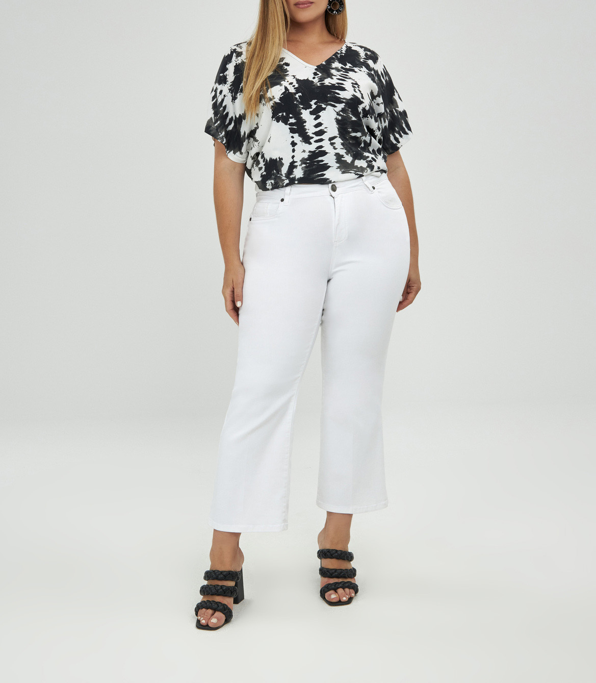 Jean flare en denim délavé MAT FASHION Blanc