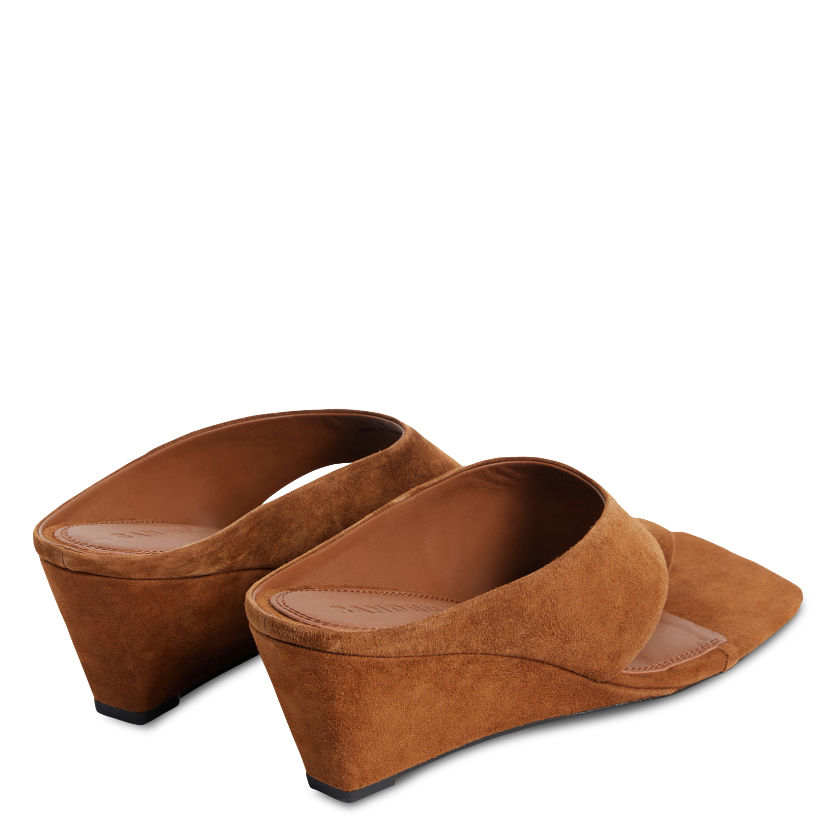 Mules compensées en cuir SANDRO Marron