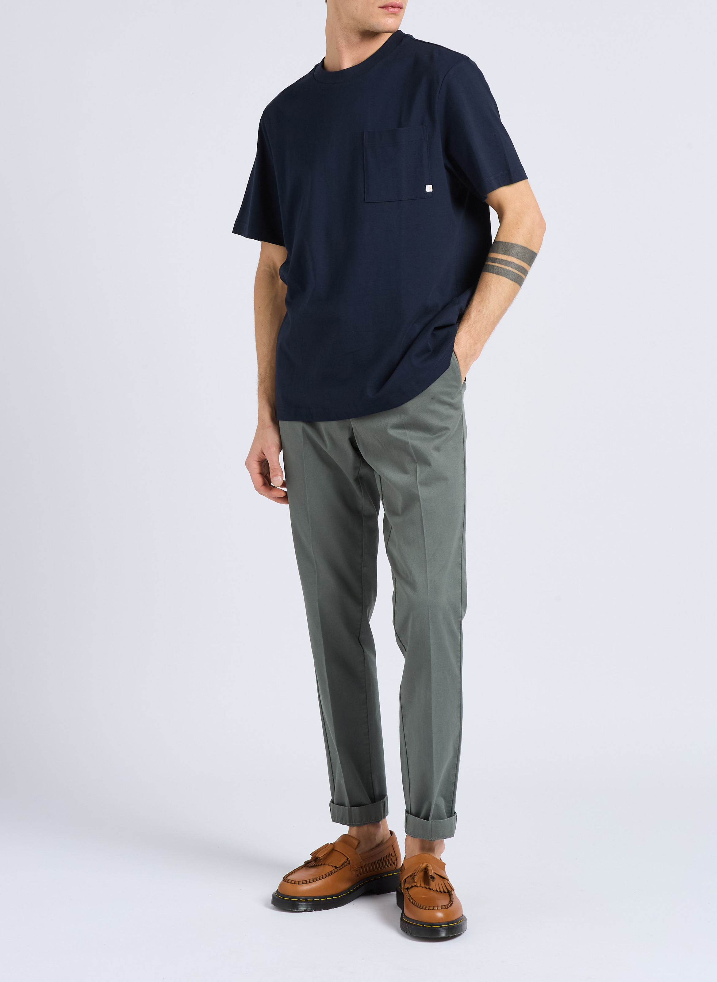 Tee-shirt col rond en coton bio  FARAH Bleu