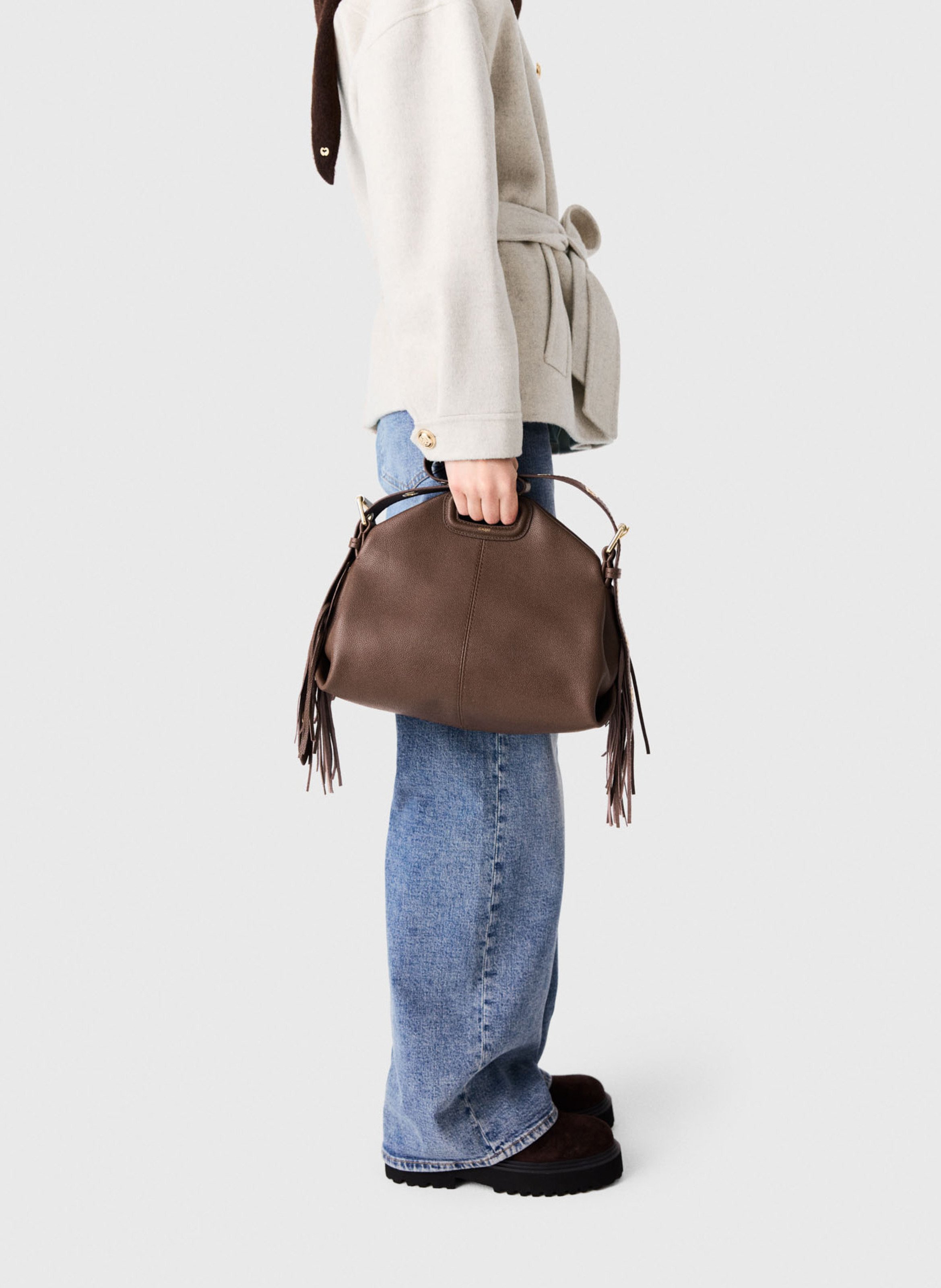 Leren clutch MAJE Bruin