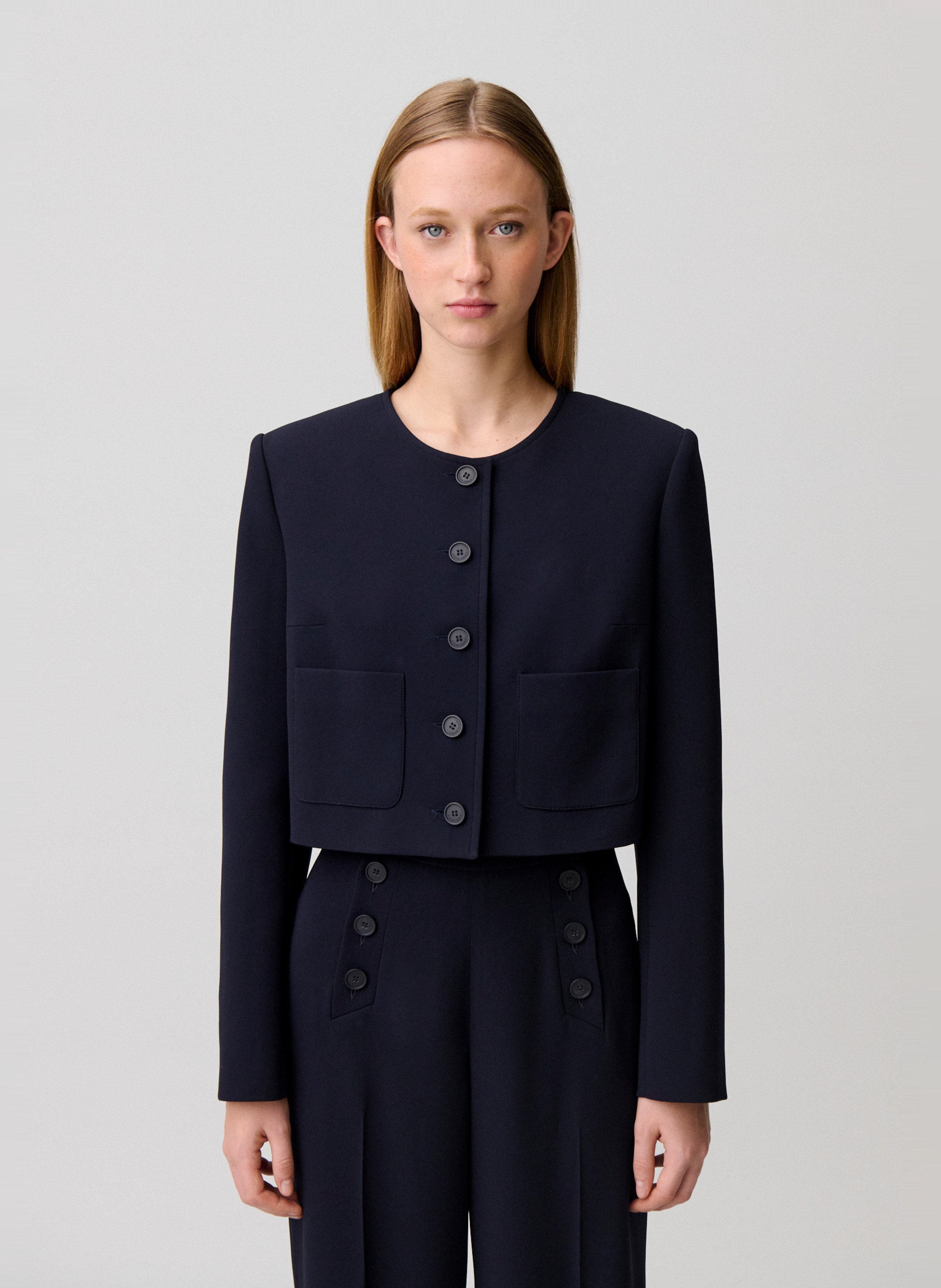 Buttoned round neck solid jacket CLAUDIE PIERLOT
