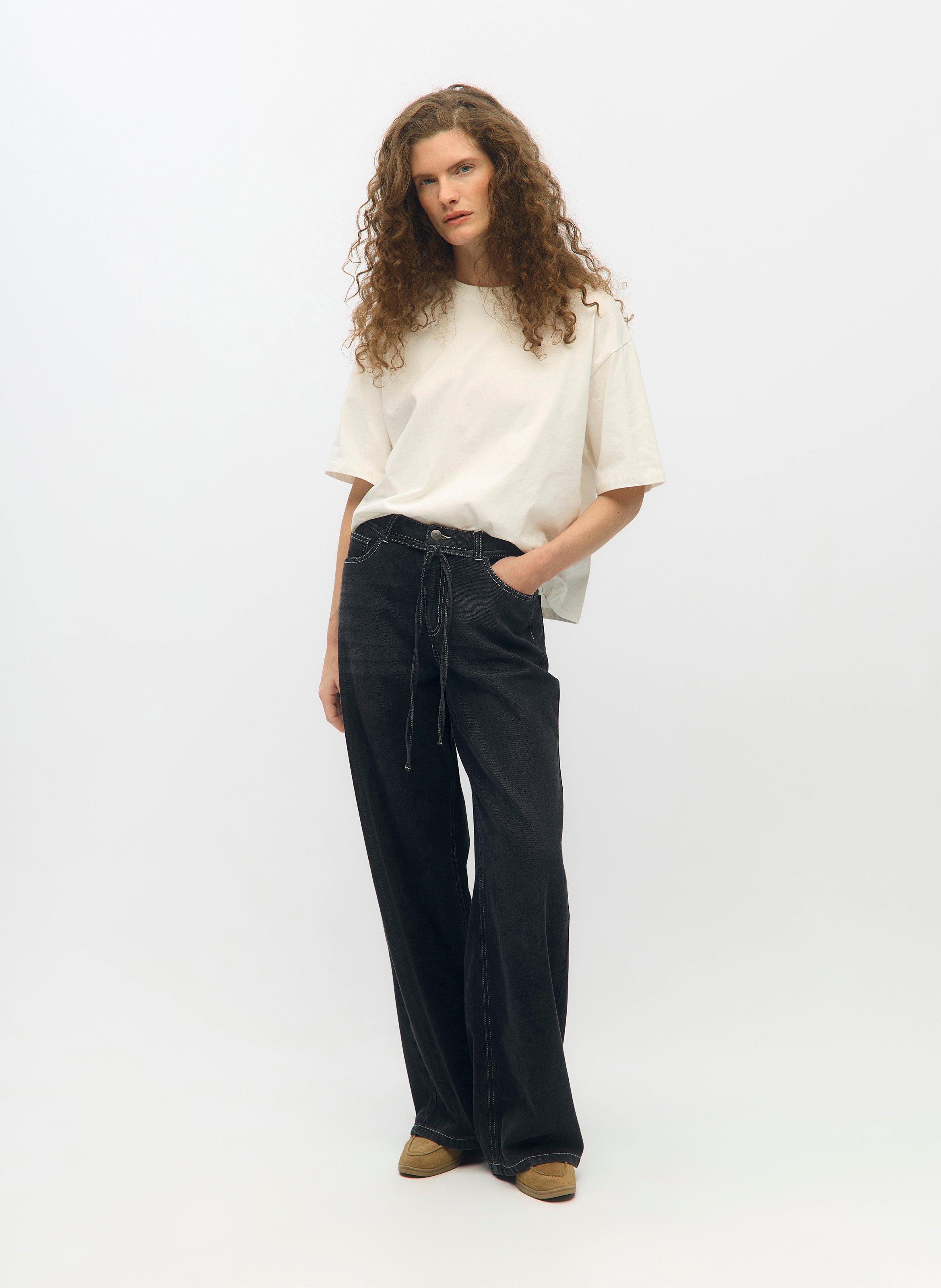Flared organic cotton blend jeans OBJECT Black