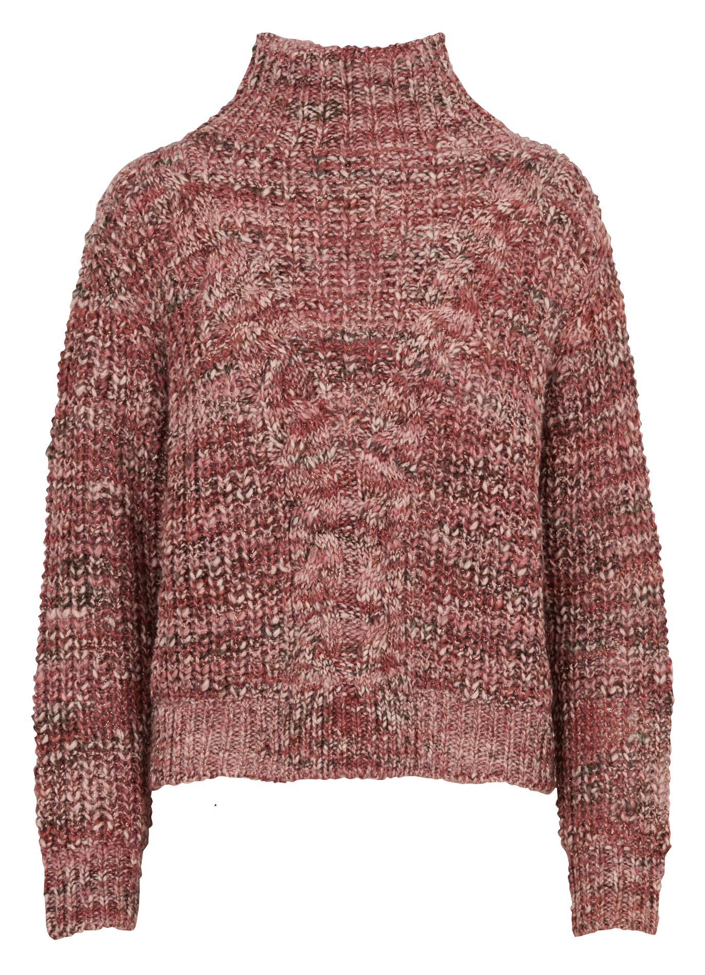 Straight high-neck knitted sweater  Vieux rose