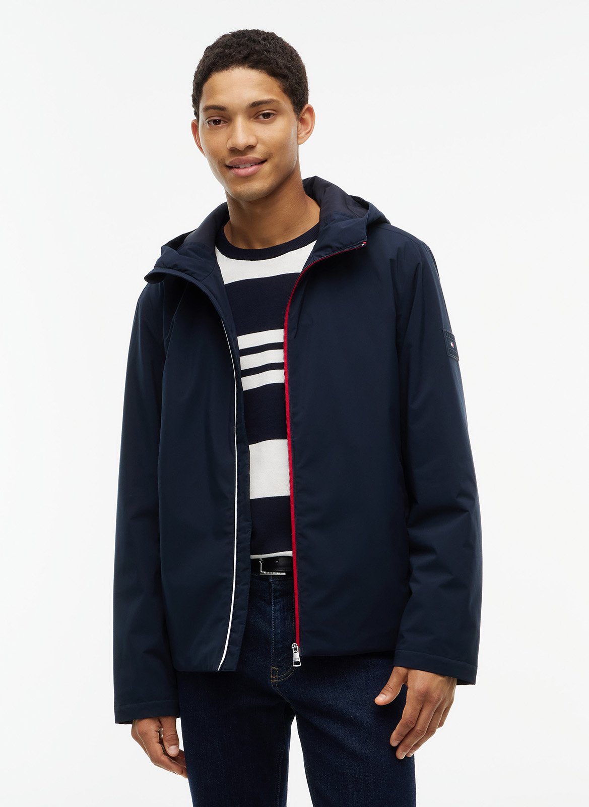 Gerader Mantel mit Reißverschluss und Kapuze TOMMY HILFIGER Blau